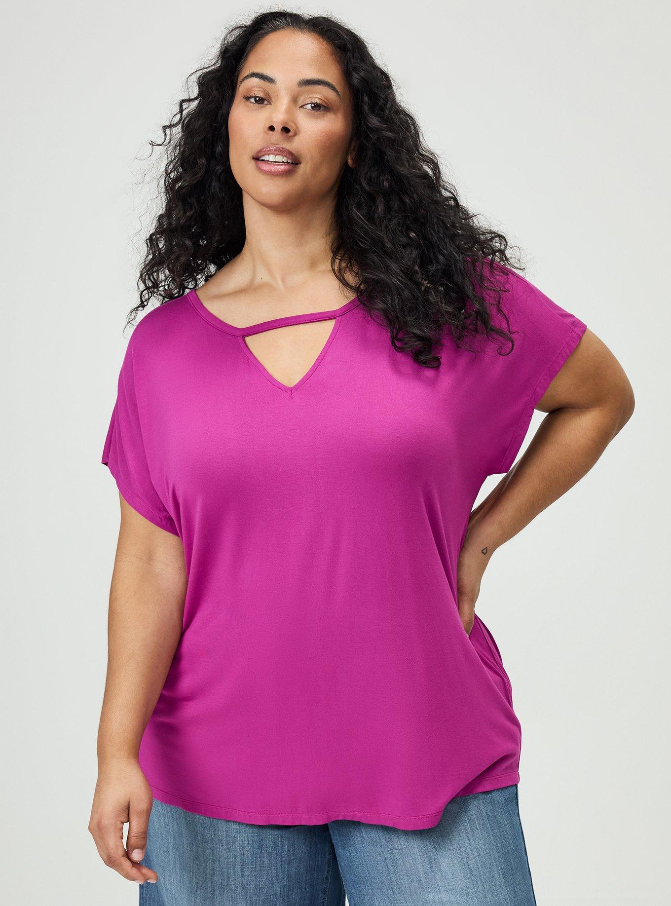 Super Soft Cut-Out Dolman Tunic Tee, WILD ASTER, hi-res