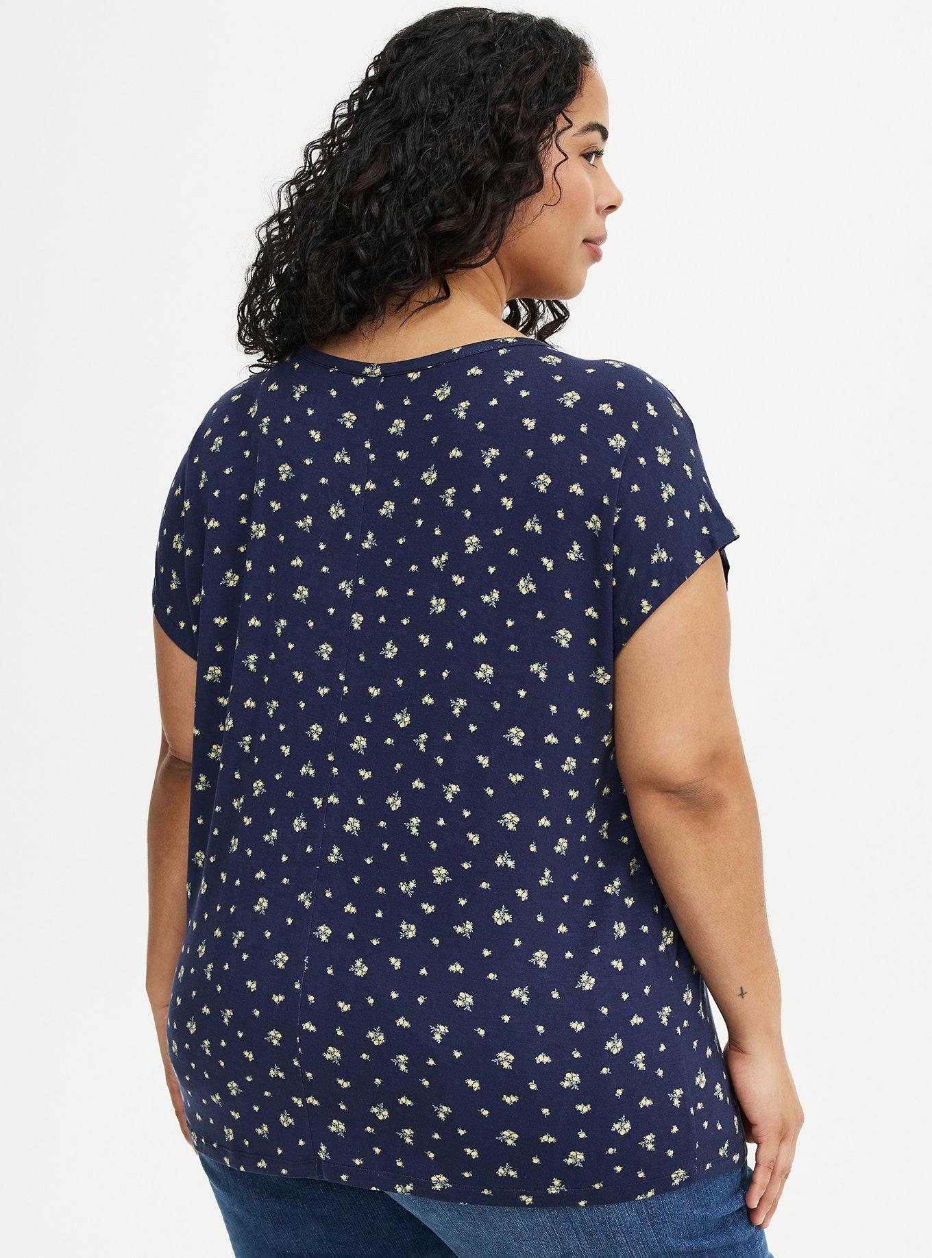 Super Soft Cut-Out Dolman Tunic Tee, MISTY DITSY FLORAL NAVY, alternate