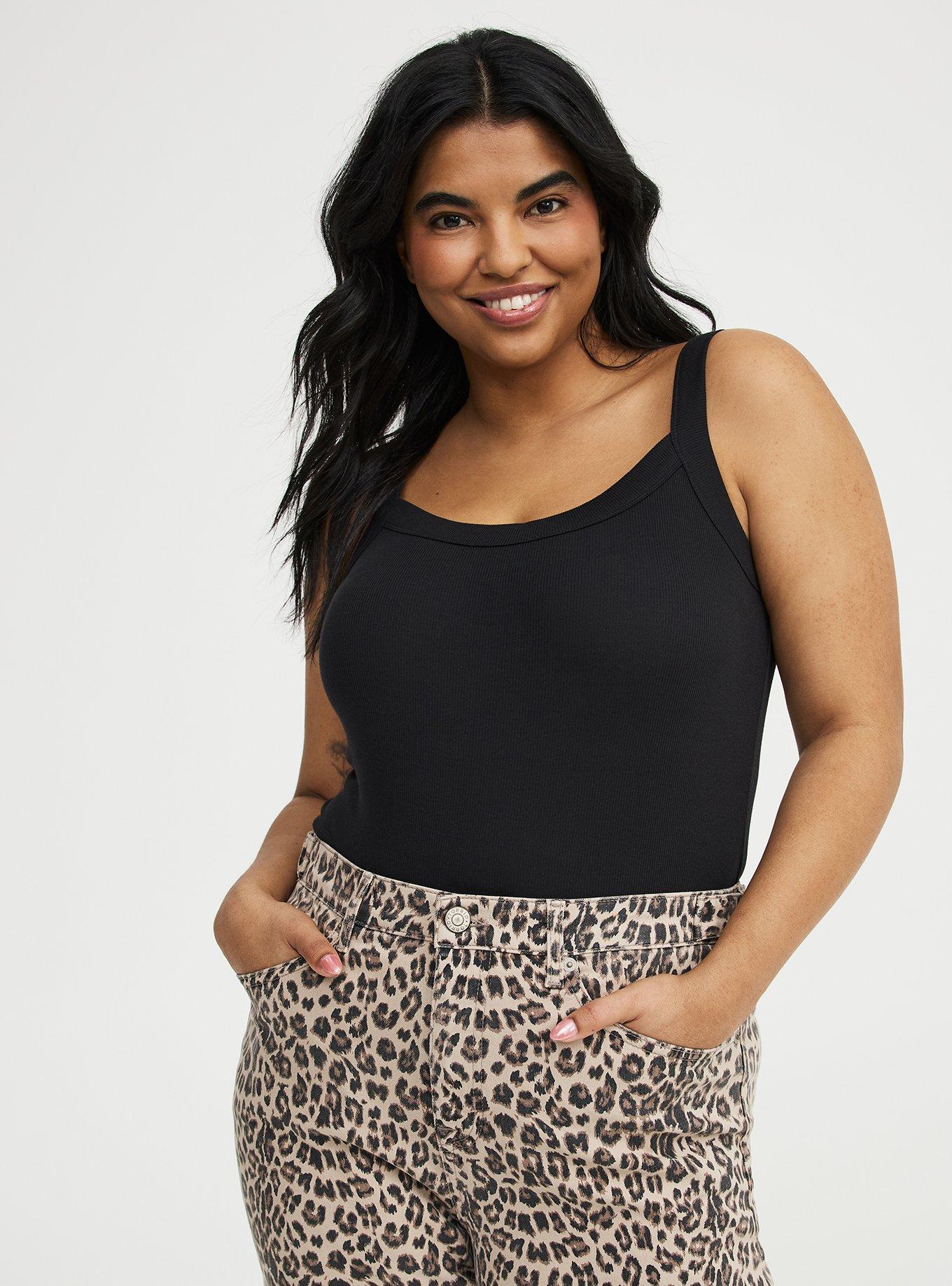 Cotton Modal Wide Strap Tank, DEEP BLACK, alternate