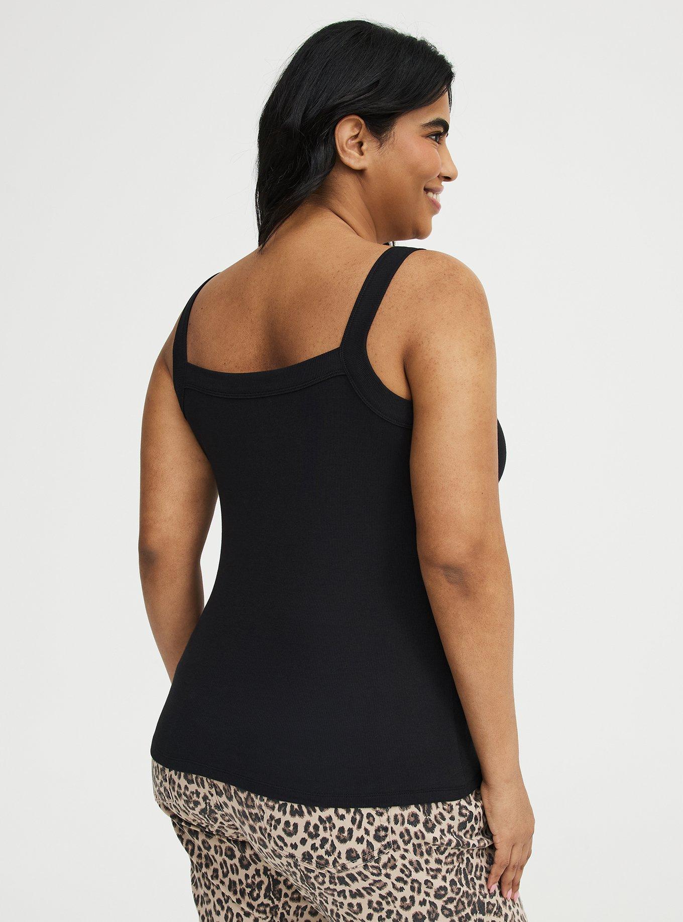 Cotton Modal Wide Strap Tank, DEEP BLACK, alternate