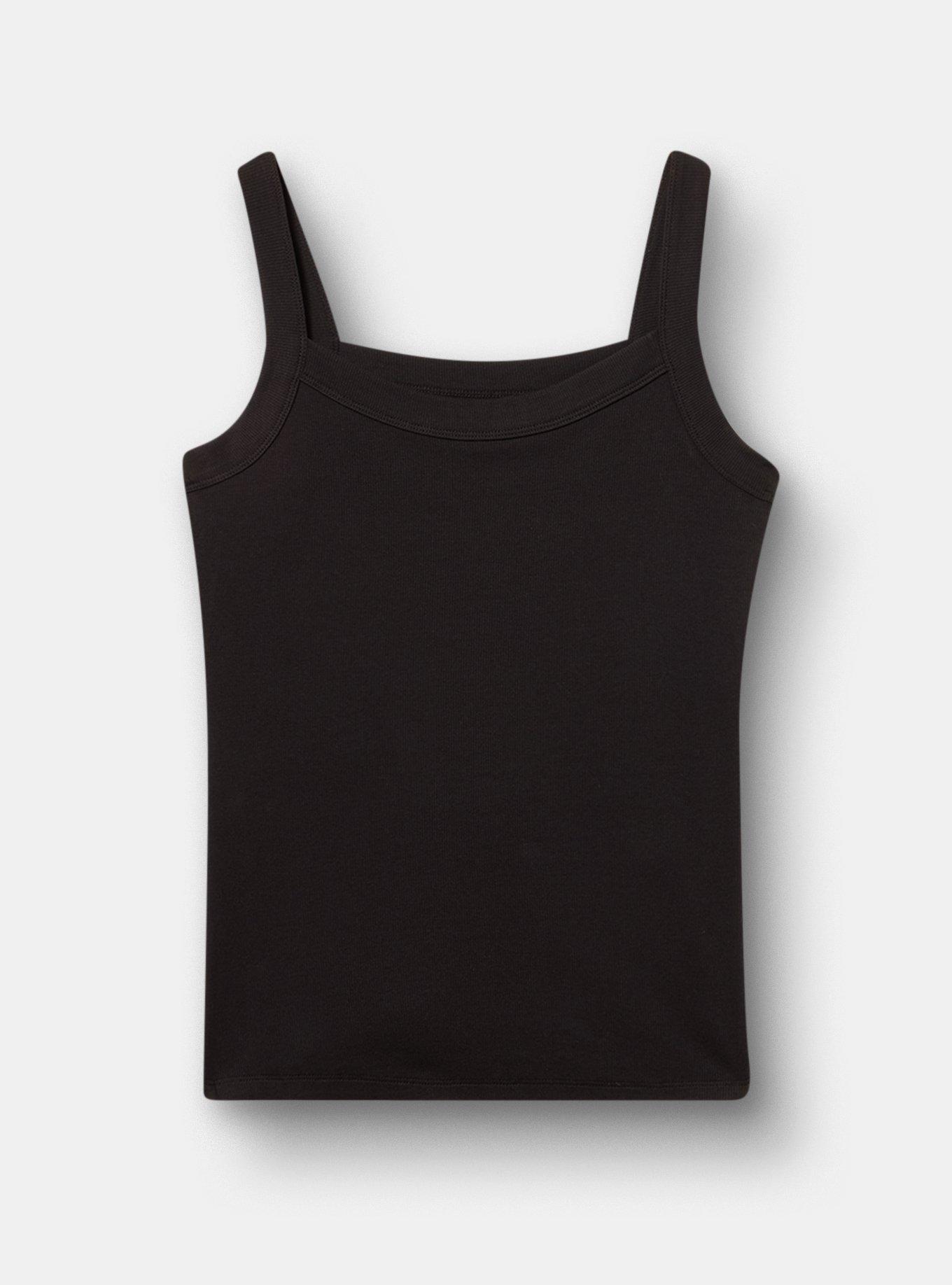 Cotton Modal Wide Strap Tank, DEEP BLACK, hi-res