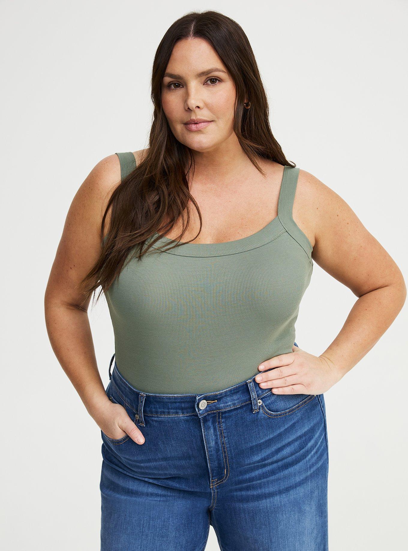 Cotton Modal Wide Strap Tank, AGAVE GREEN, alternate