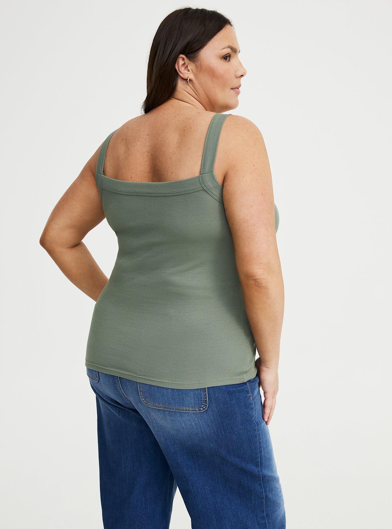 Cotton Modal Wide Strap Tank, AGAVE GREEN, alternate