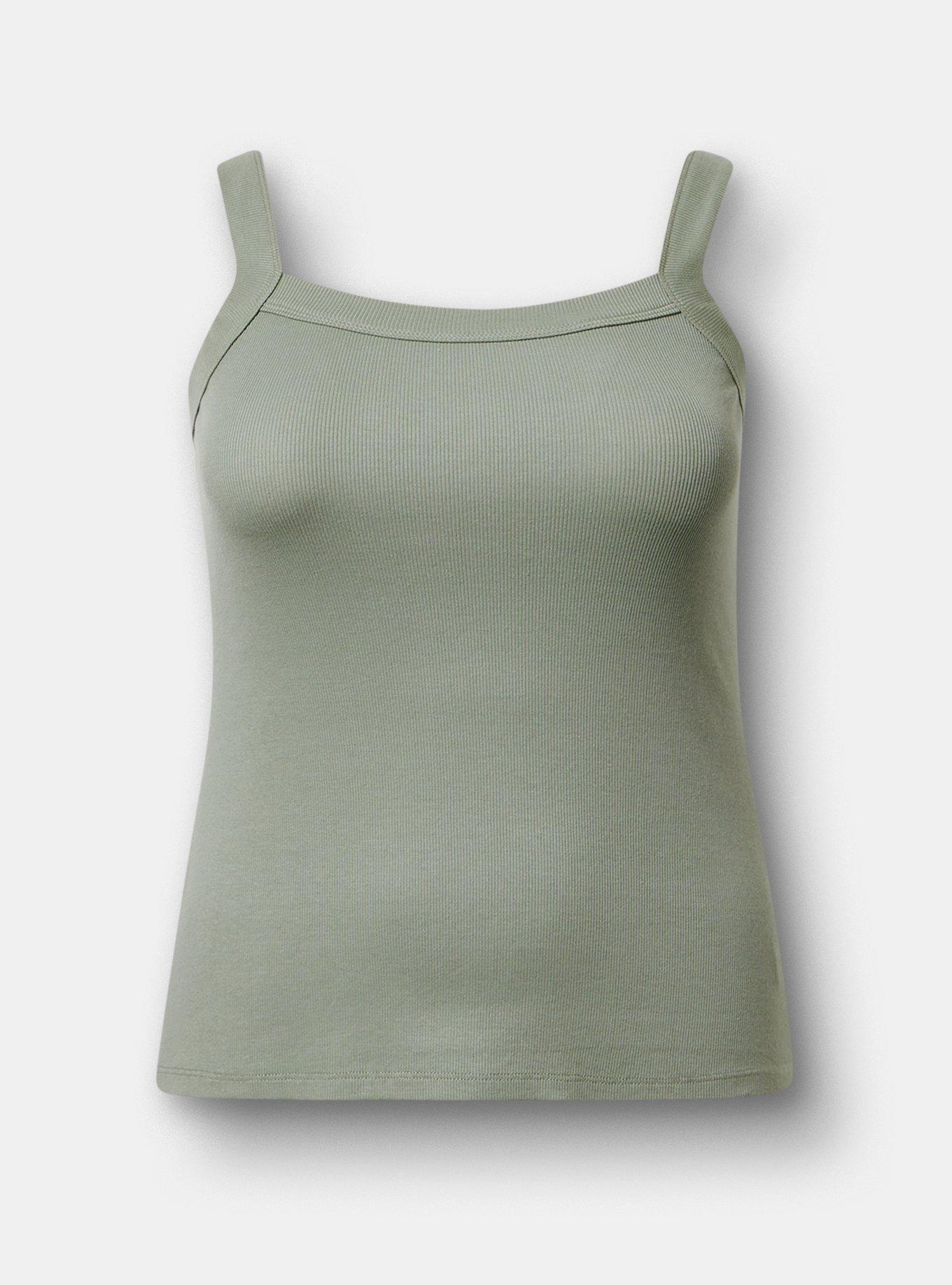 Cotton Modal Wide Strap Tank, AGAVE GREEN, hi-res