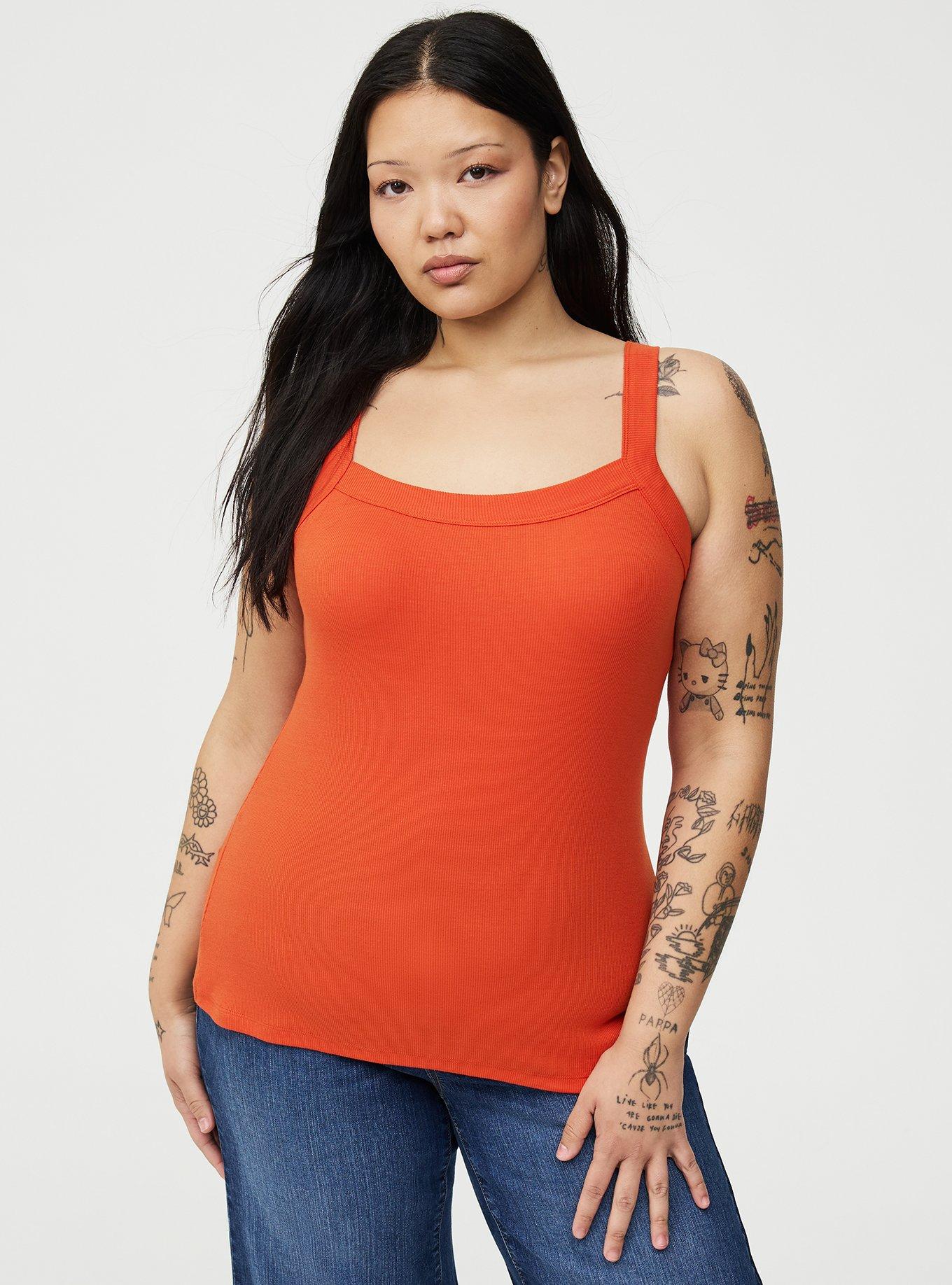 Cotton Modal Wide Strap Tank, PUREED PUMPKIN, hi-res