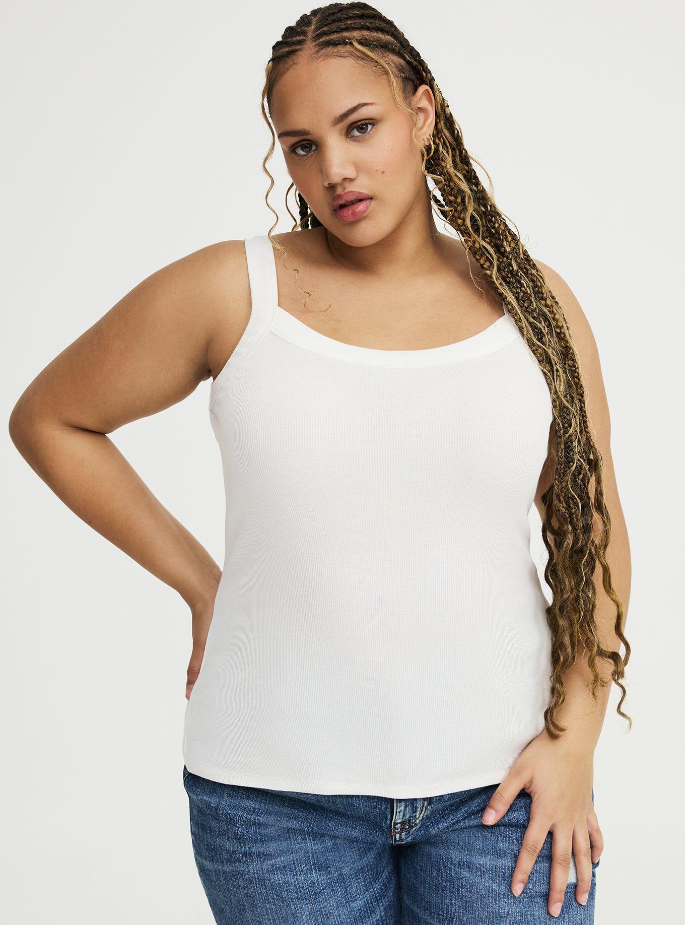 Cotton Modal Wide Strap Tank, BLANC DE BLANC, hi-res