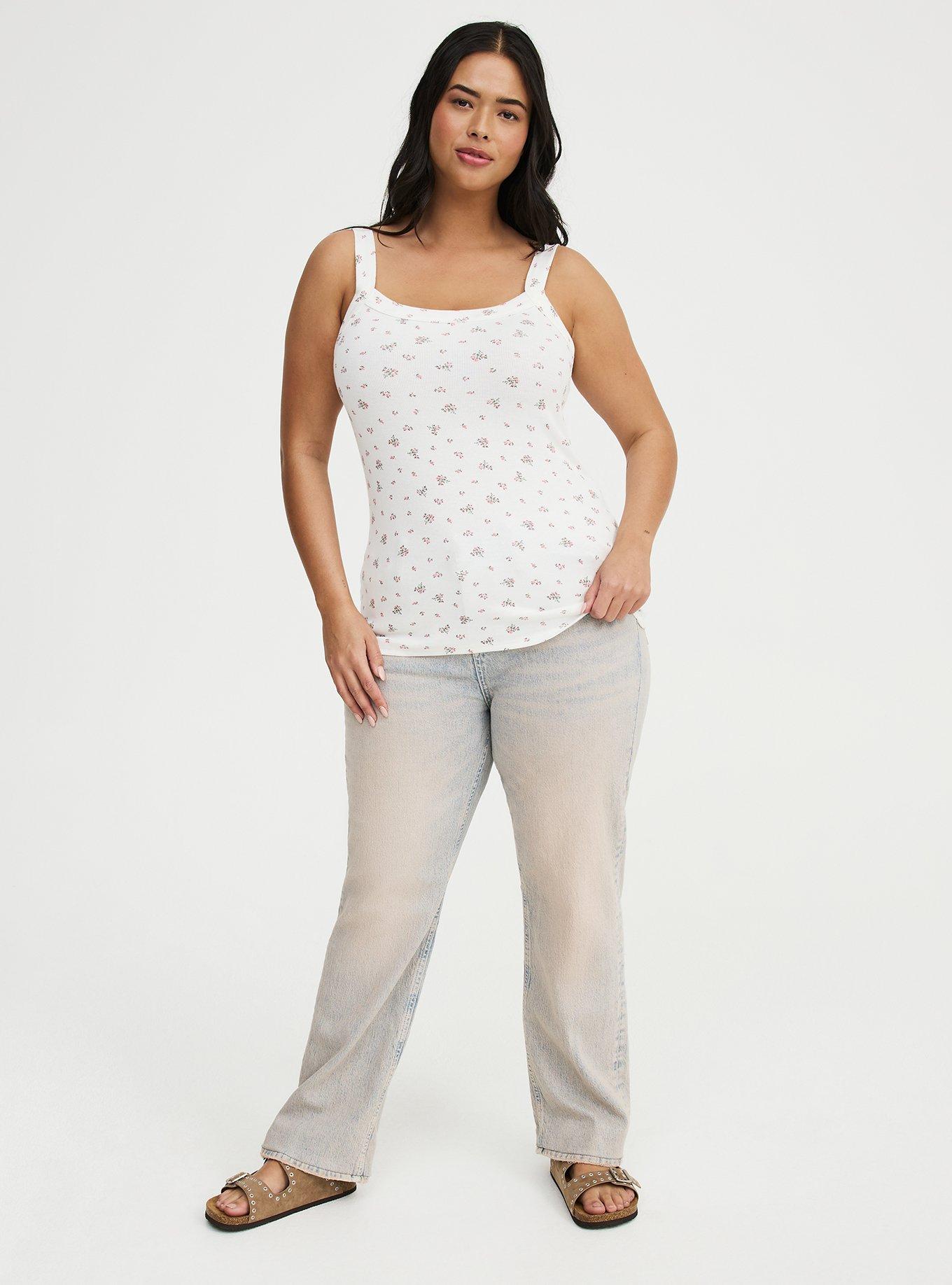 Cotton Modal Wide Strap Tank, MISTY DITSY FLORAL PINK, alternate