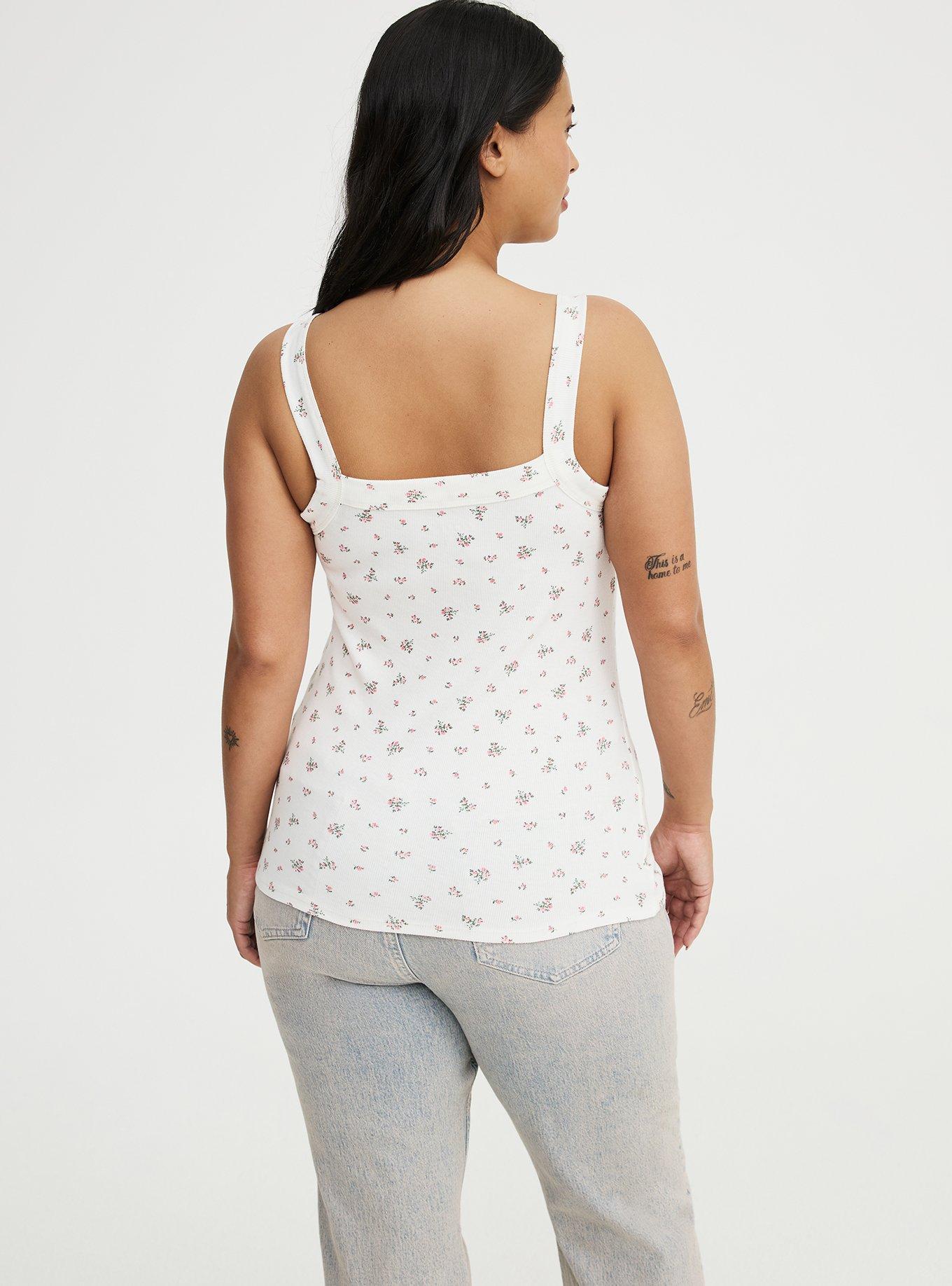 Cotton Modal Wide Strap Tank, MISTY DITSY FLORAL PINK, alternate