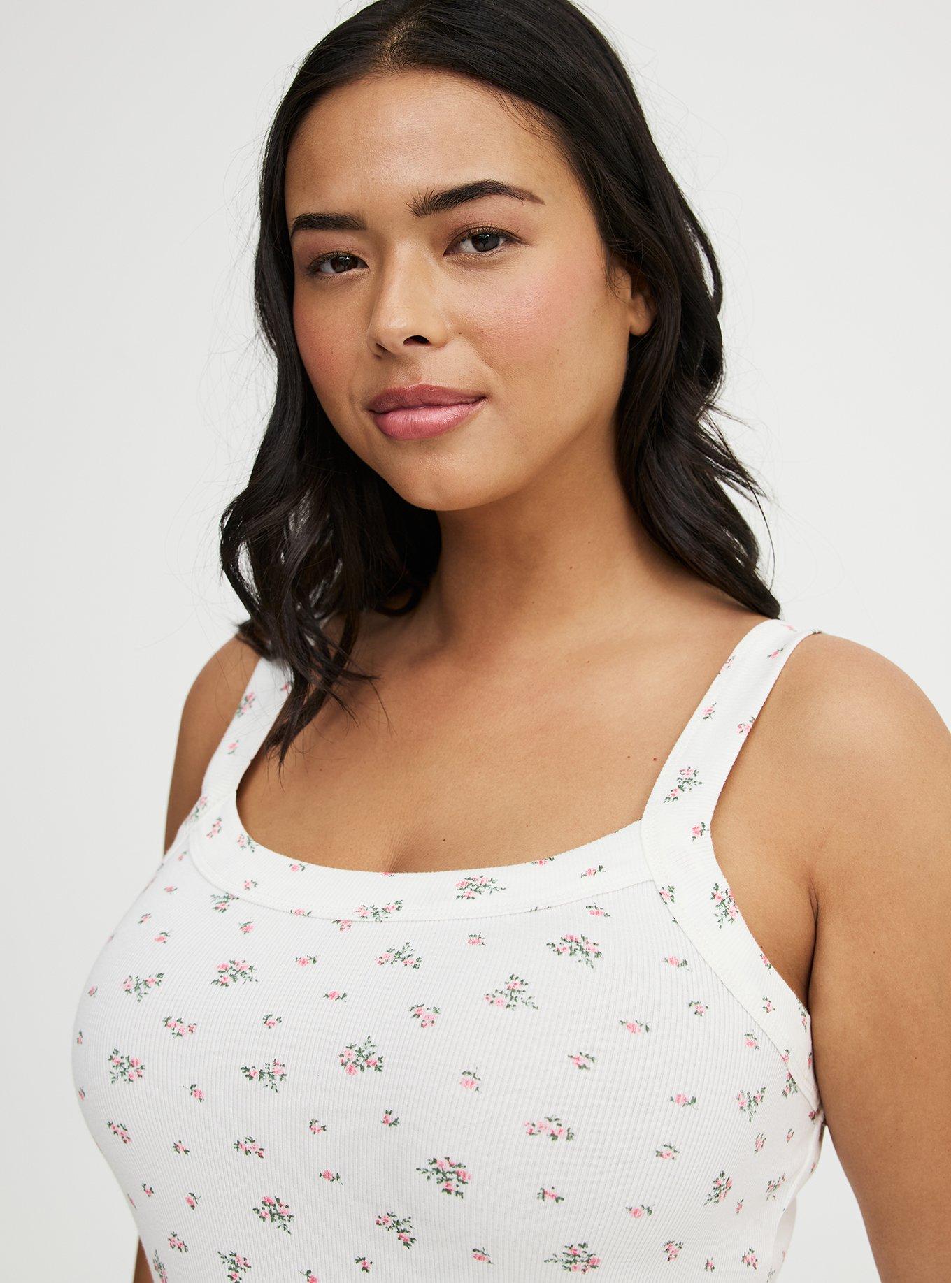 Cotton Modal Wide Strap Tank, MISTY DITSY FLORAL PINK, alternate