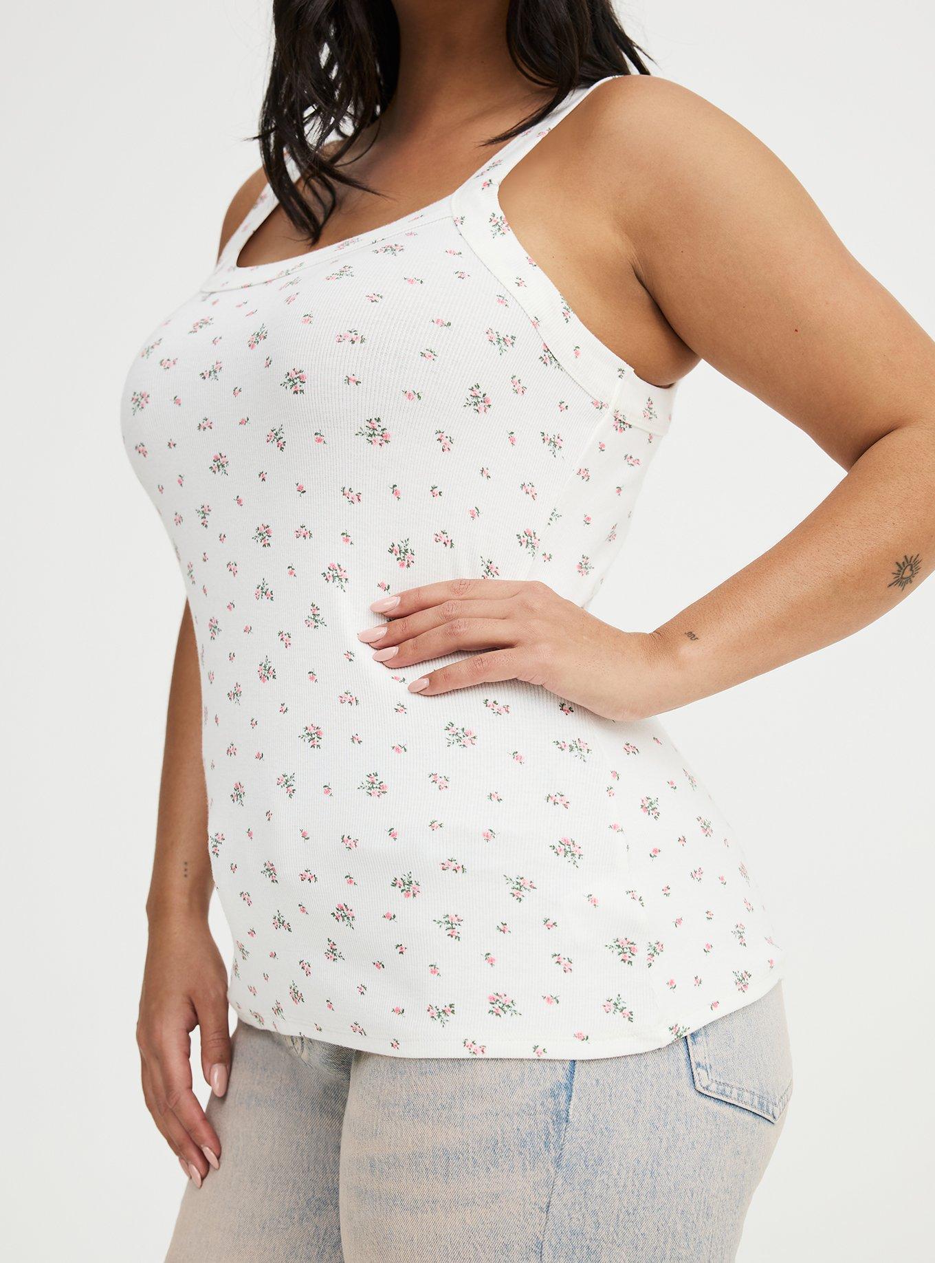 Cotton Modal Wide Strap Tank, MISTY DITSY FLORAL PINK, alternate