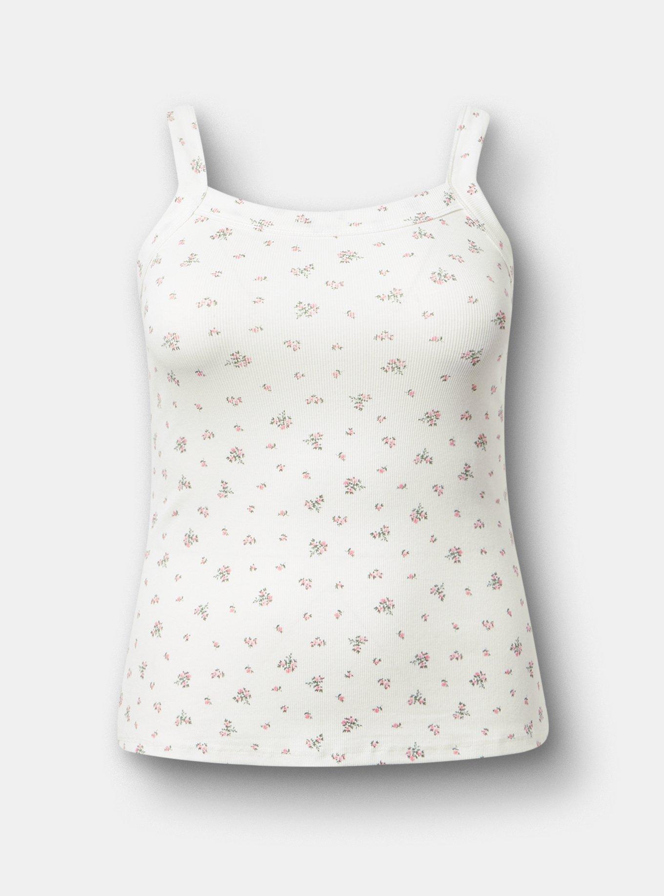 Cotton Modal Wide Strap Tank, MISTY DITSY FLORAL PINK, hi-res