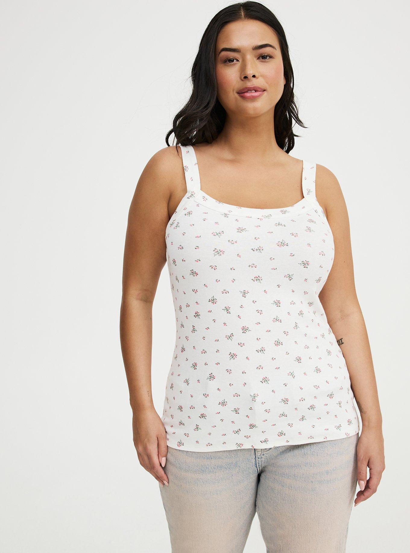 Cotton Modal Wide Strap Tank, MISTY DITSY FLORAL PINK, hi-res