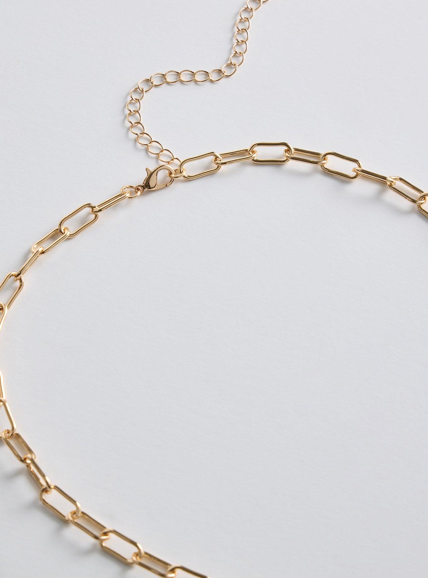 Pave Heart Link Necklace, RED, alternate