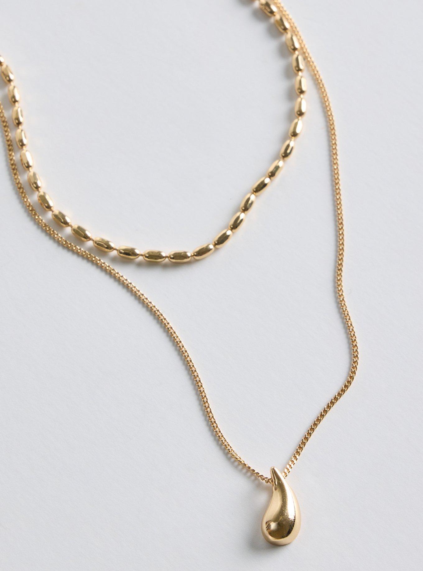 Drop Beaded Layered Necklace, , alternate