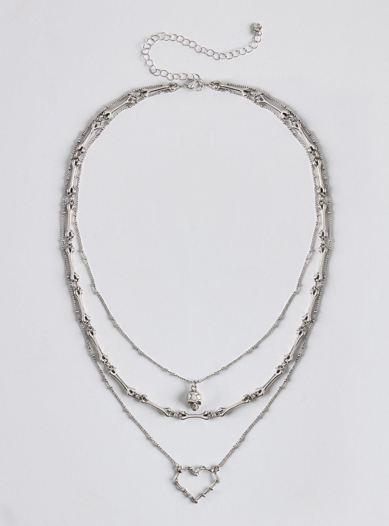 Bone Heart Layered Necklace, , hi-res