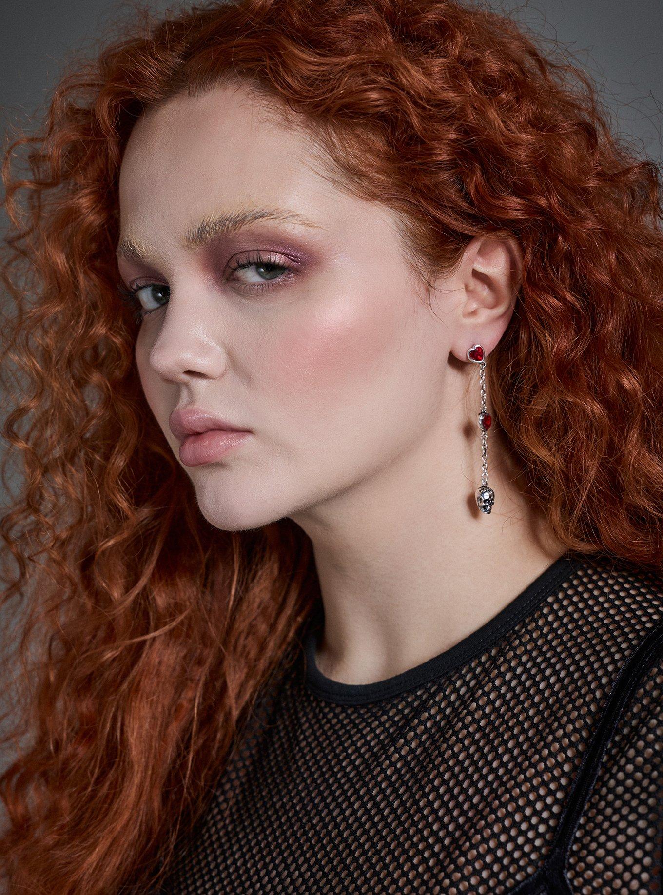 Nightfall Bleeding Heart Skull Earring, , alternate