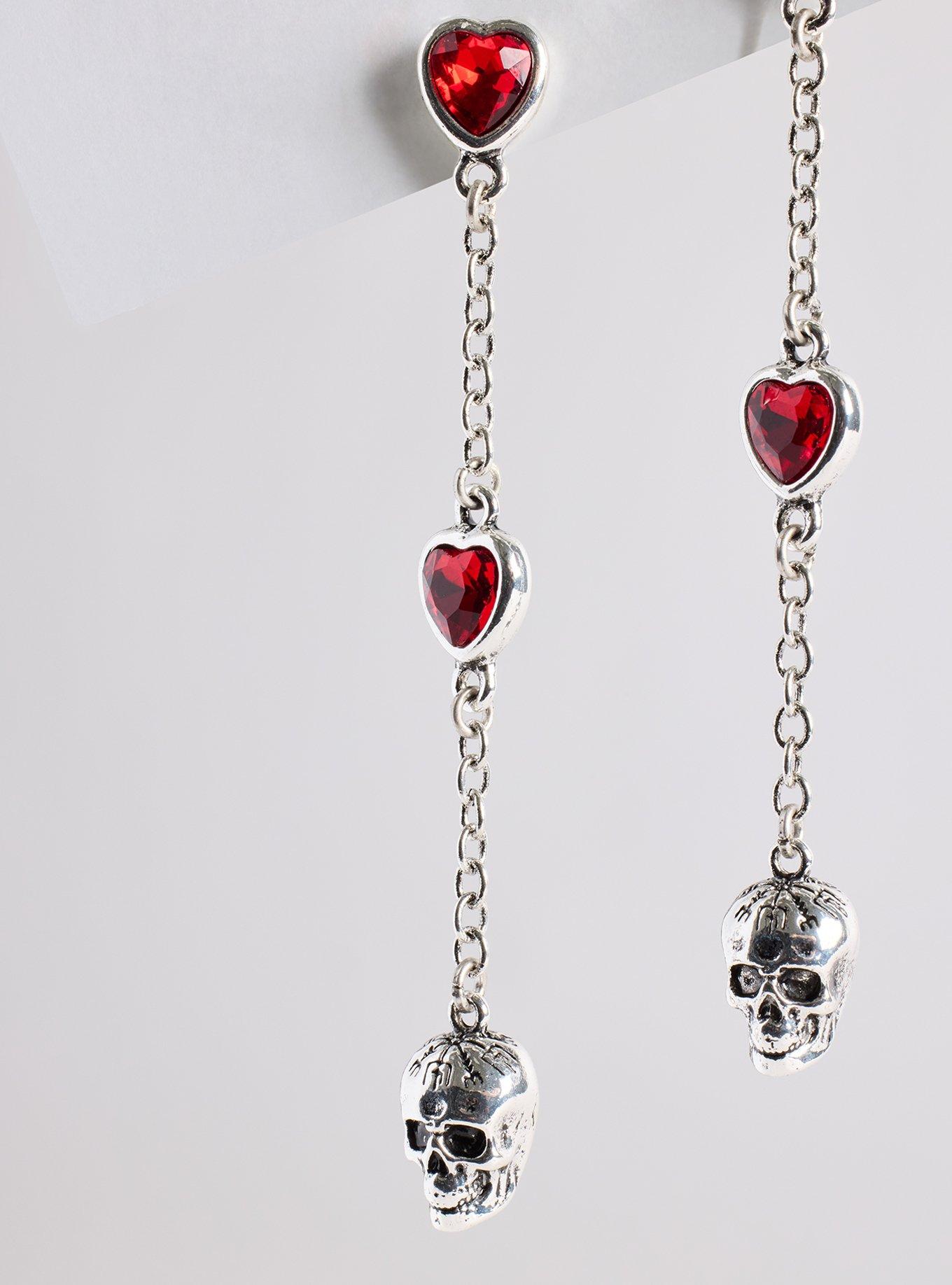 Nightfall Bleeding Heart Skull Earring, , alternate