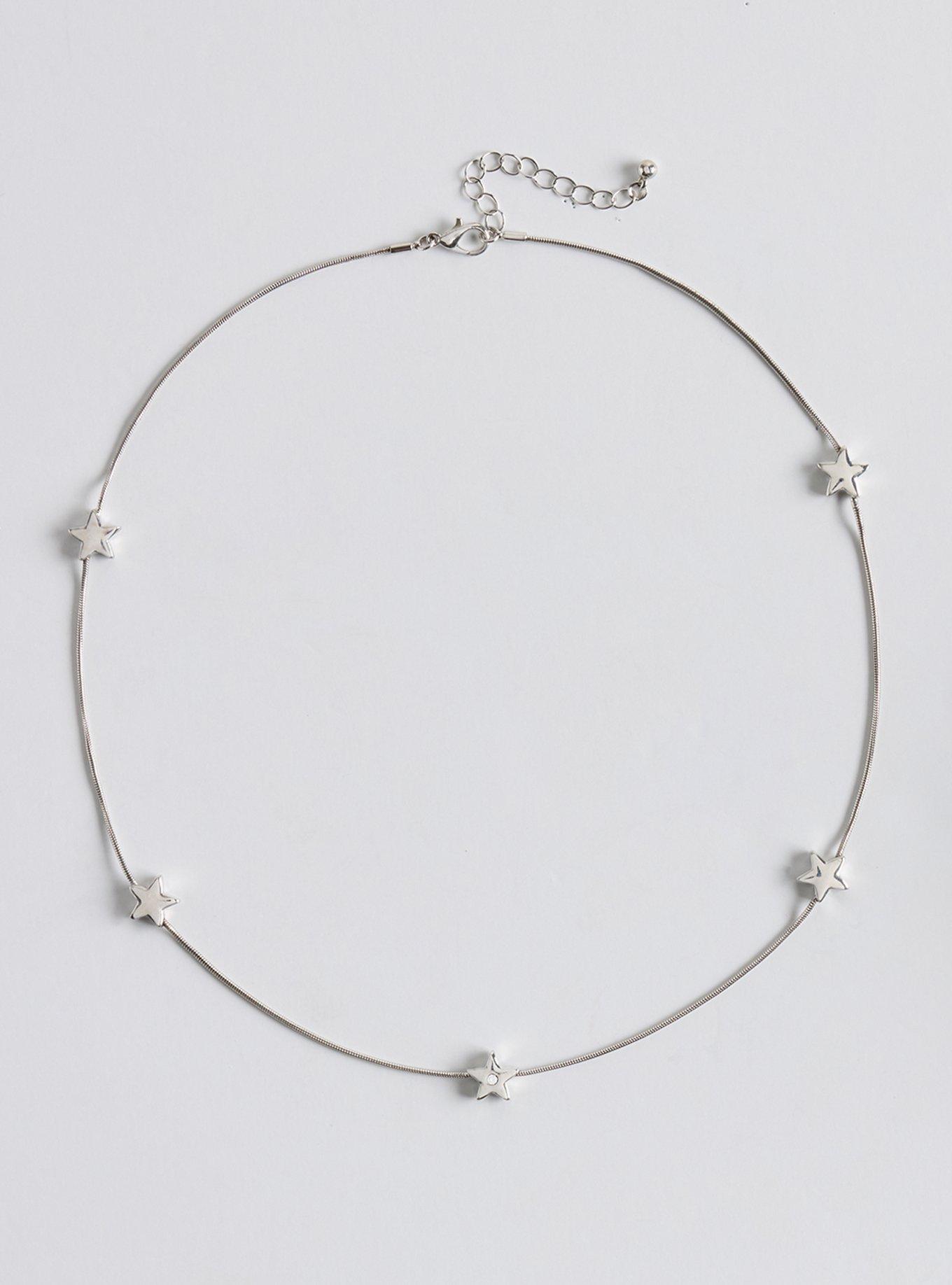 Plus Size Puffy Star Station Necklace, , hi-res