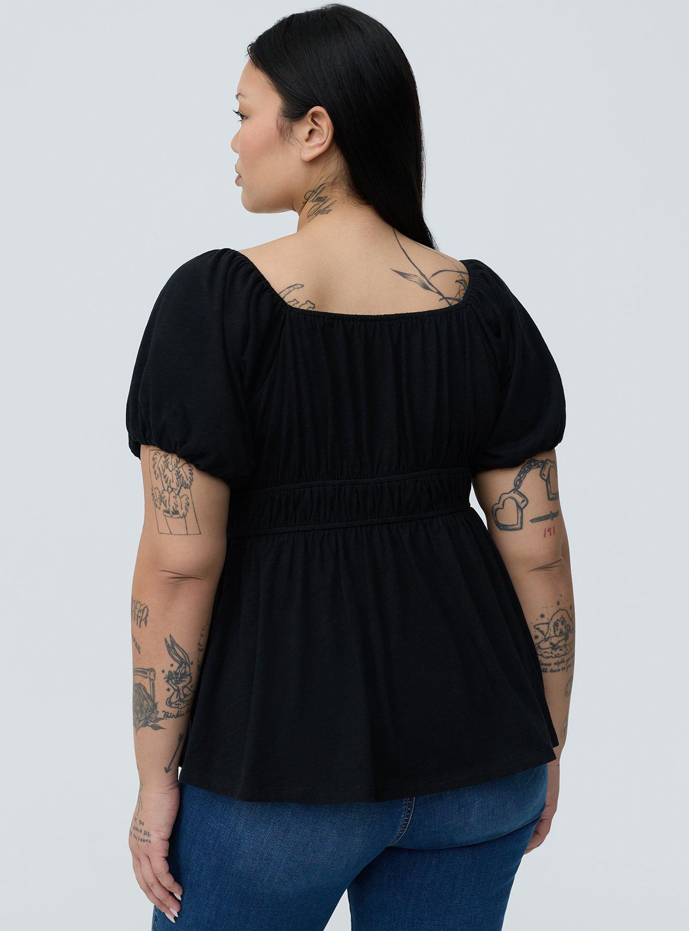 Heritage Slub Babydoll Top, DEEP BLACK, alternate