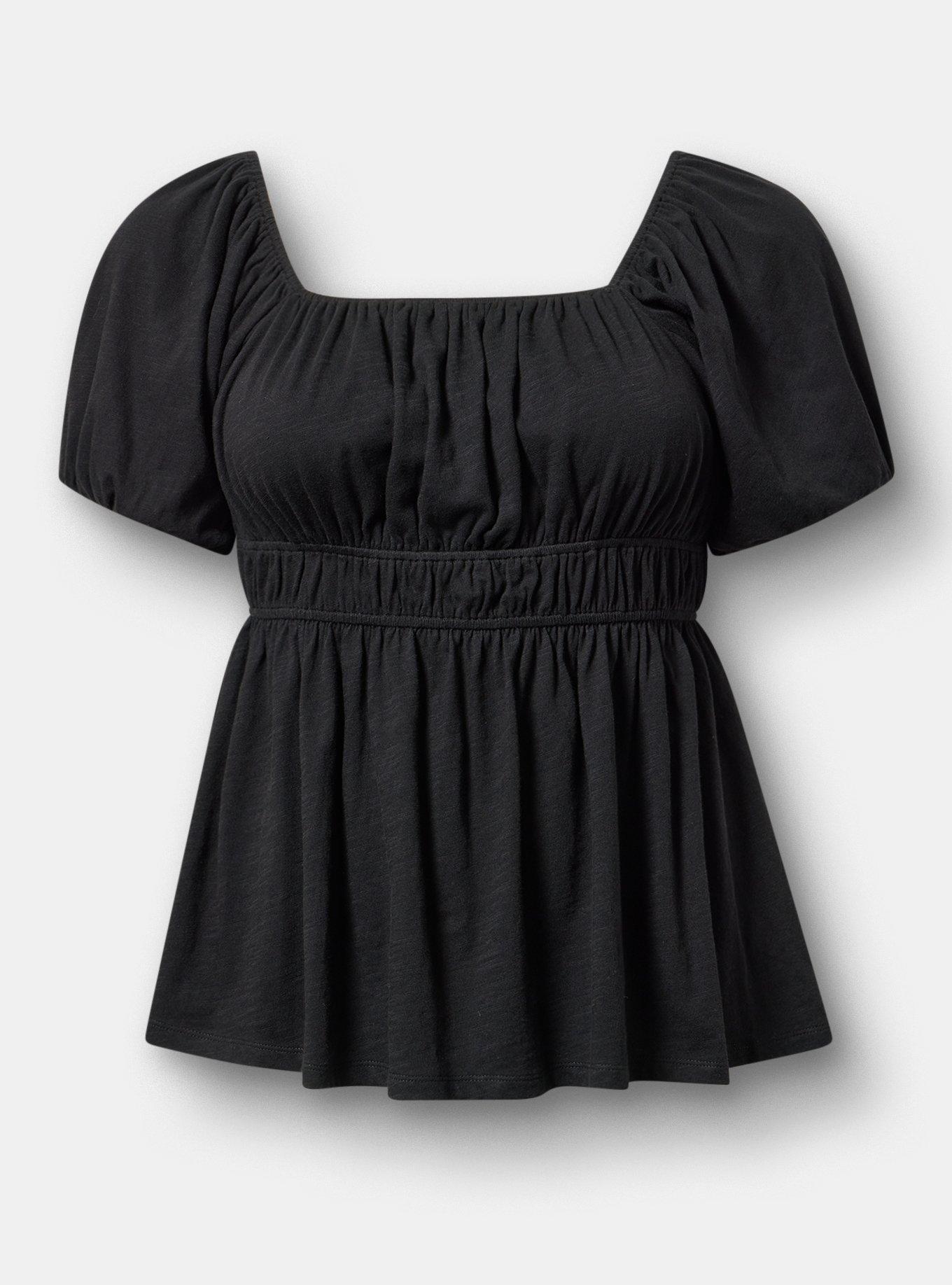 Heritage Slub Babydoll Top, DEEP BLACK, hi-res
