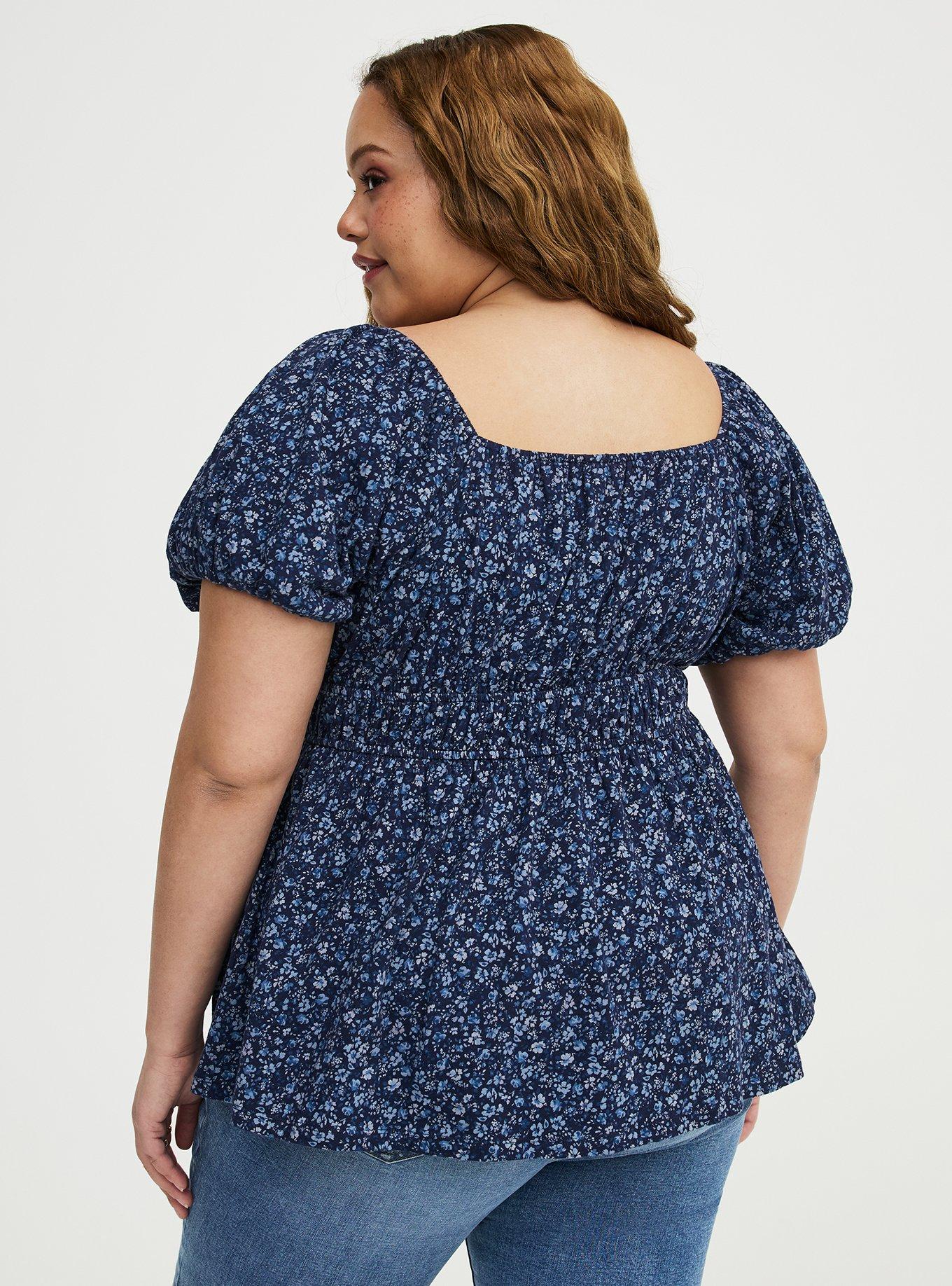 Heritage Slub Babydoll Top, LOVELY DITSY FLORAL BLUE, alternate