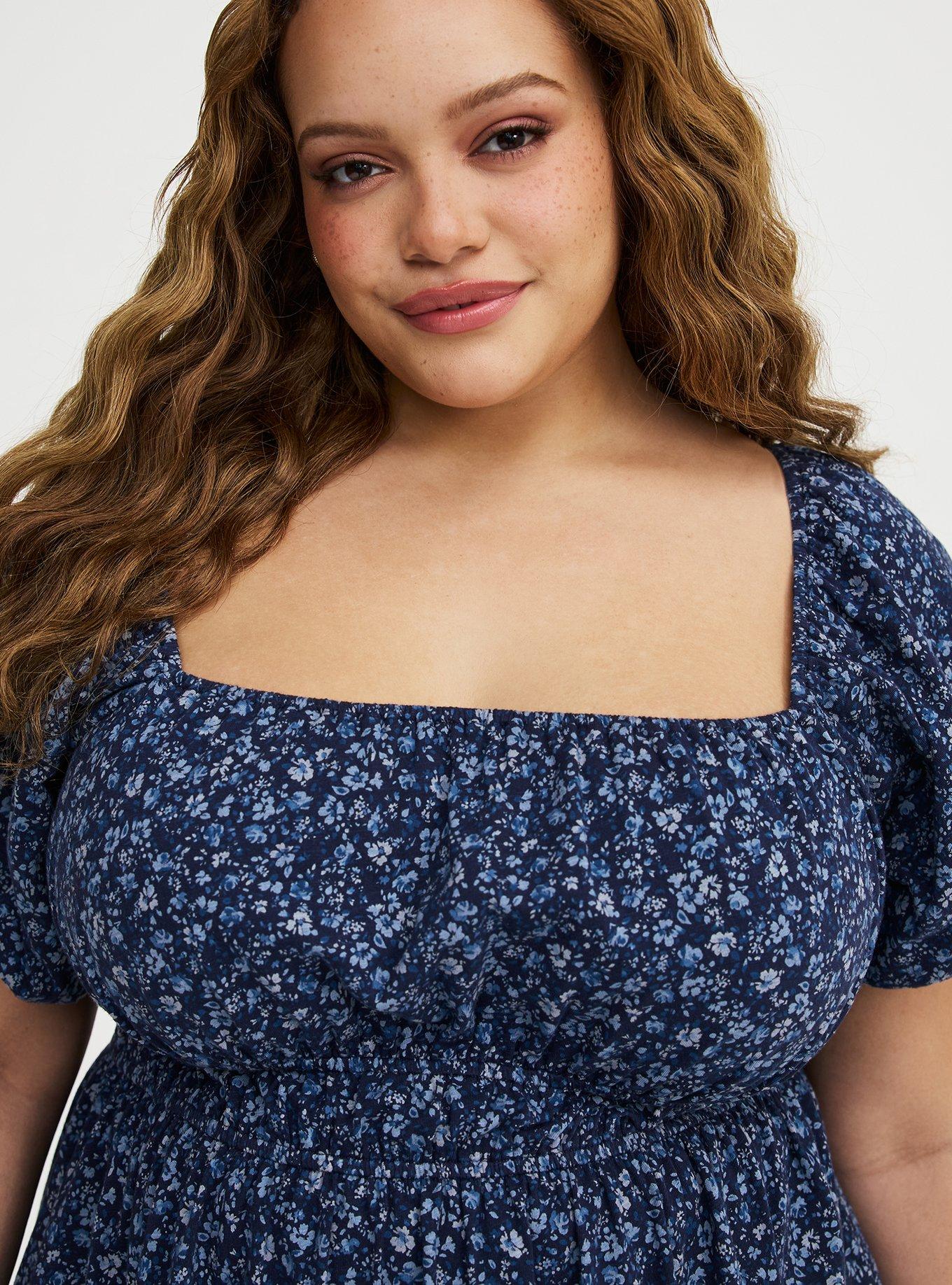 Heritage Slub Babydoll Top, LOVELY DITSY FLORAL BLUE, alternate