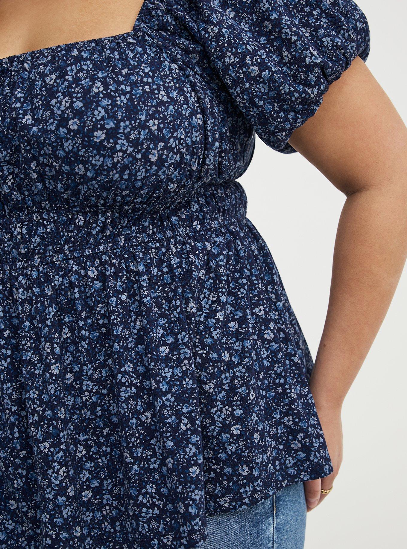 Heritage Slub Babydoll Top, LOVELY DITSY FLORAL BLUE, alternate