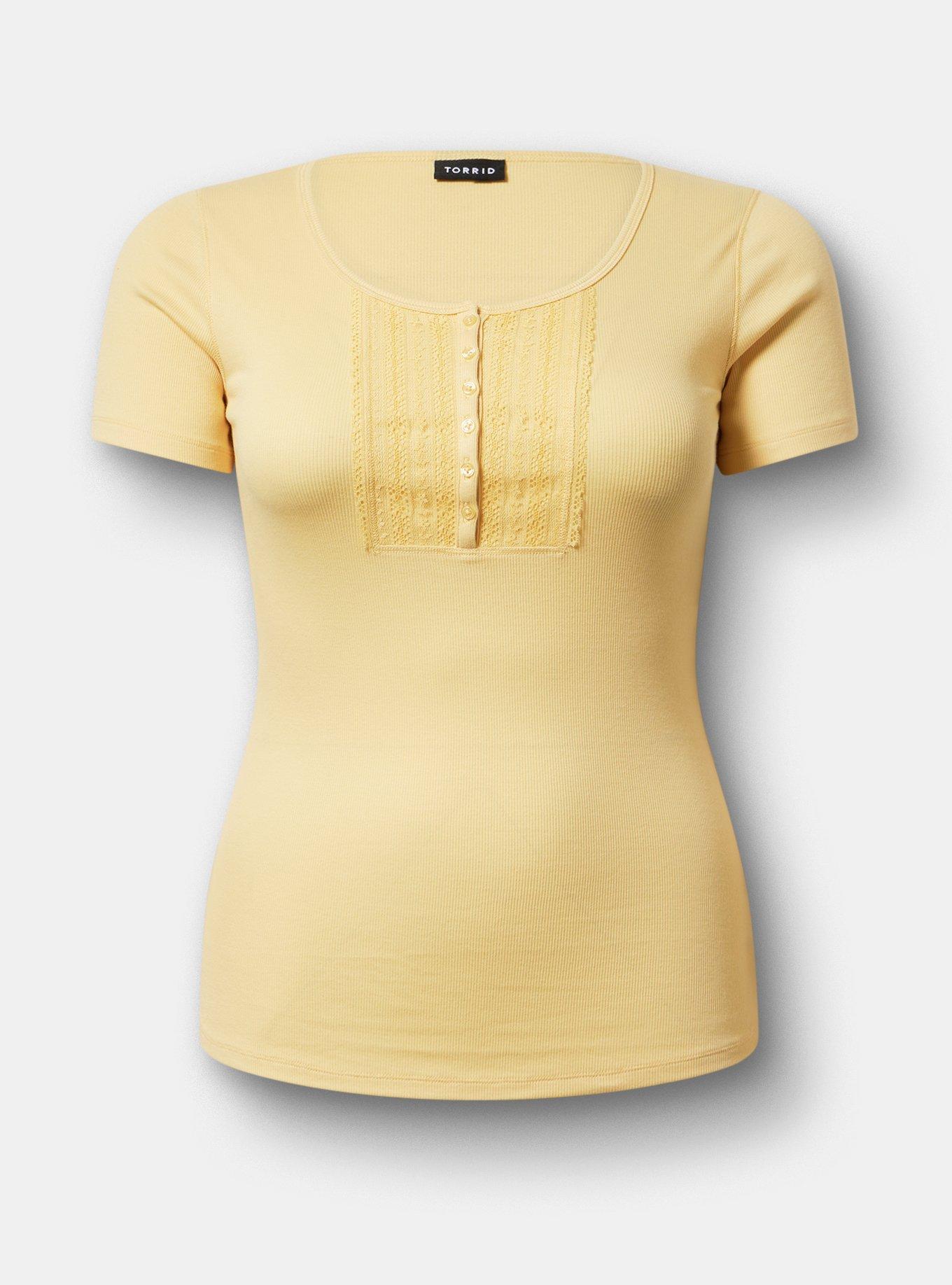 Cotton Modal Lace Henley Top, SUNDRESS, hi-res