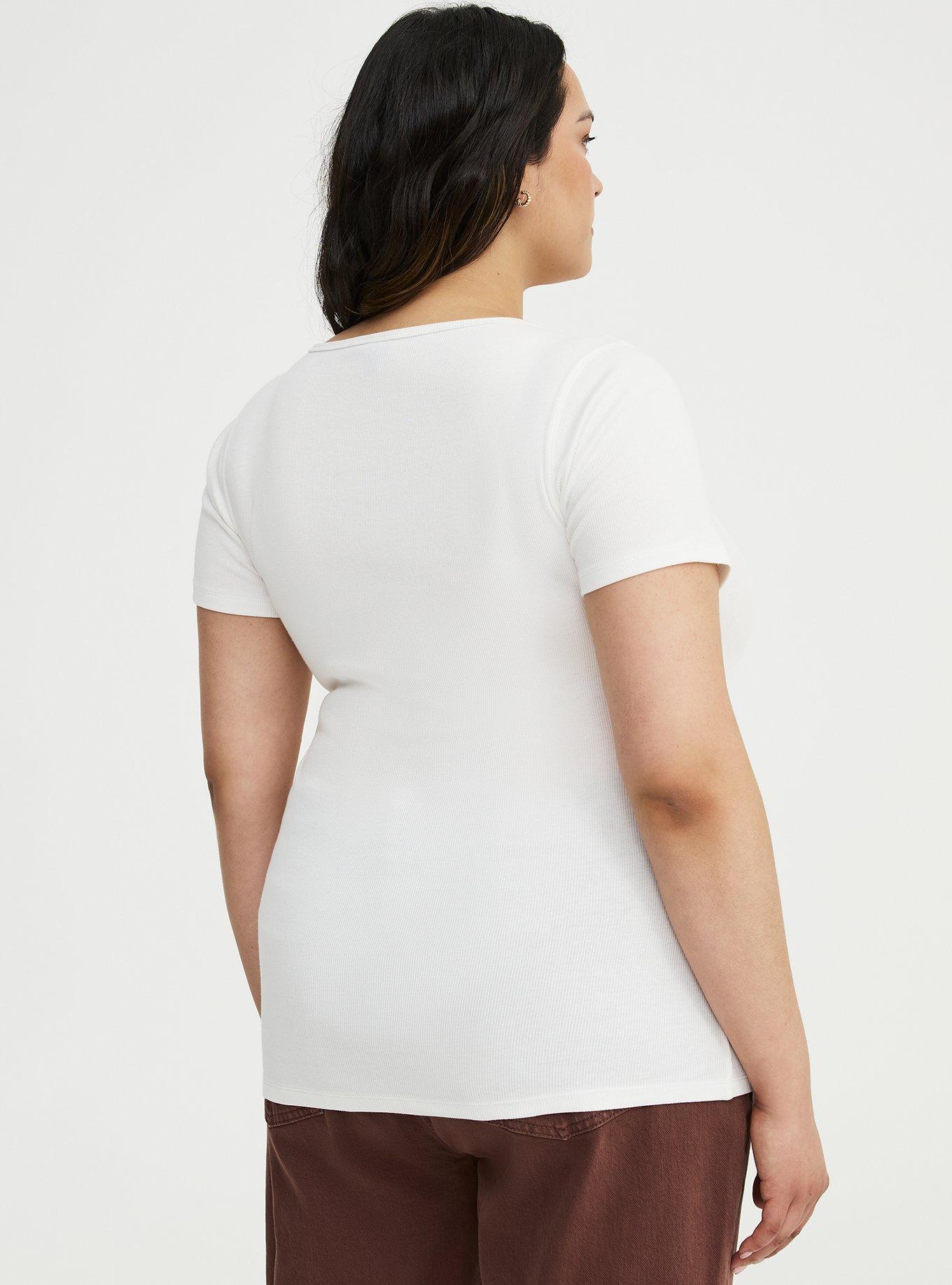 Cotton Modal Lace Henley Top, BLANC DE BLANC, alternate
