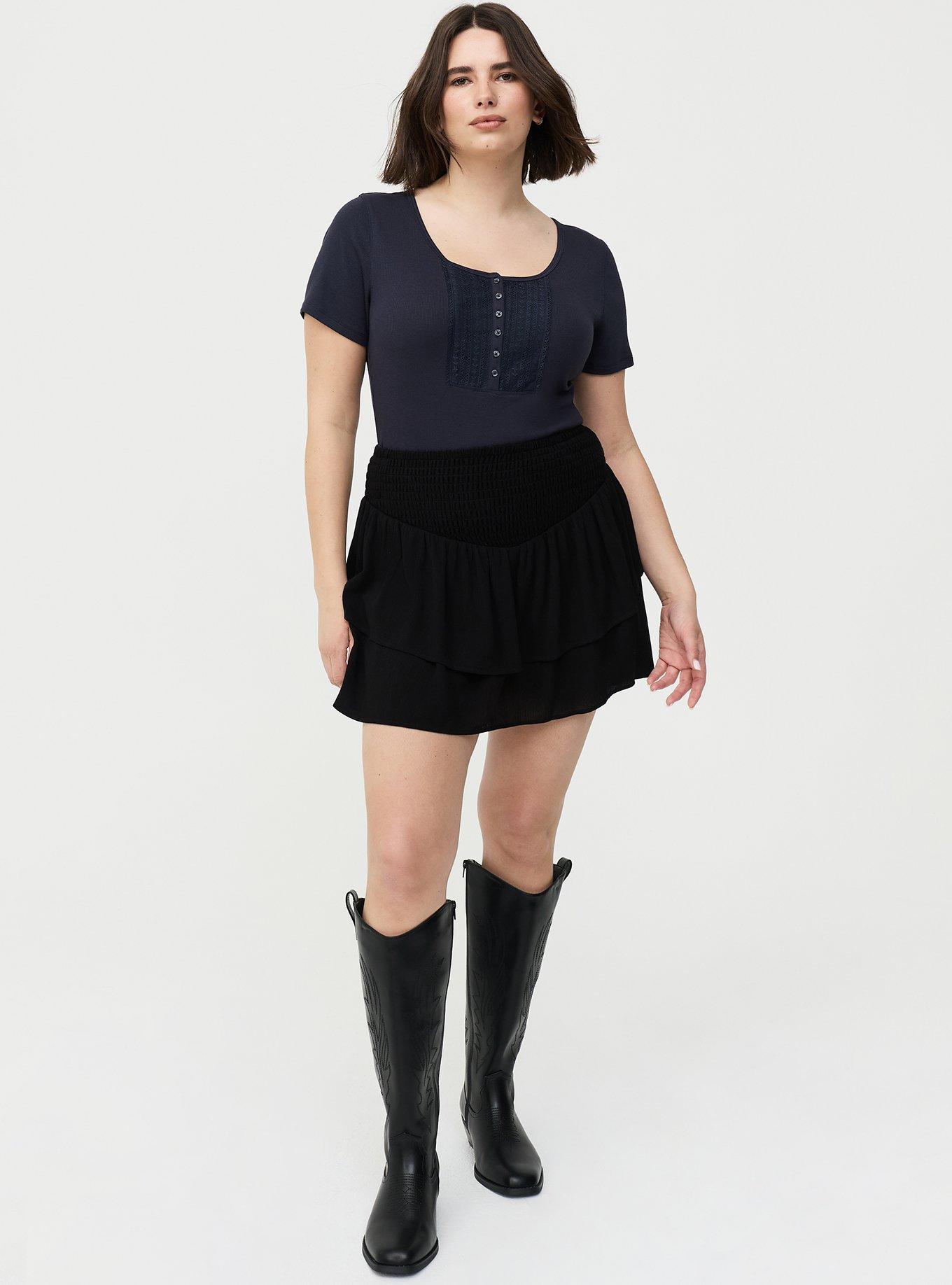 Cotton Modal Lace Henley Top, POLAR NIGHT, alternate