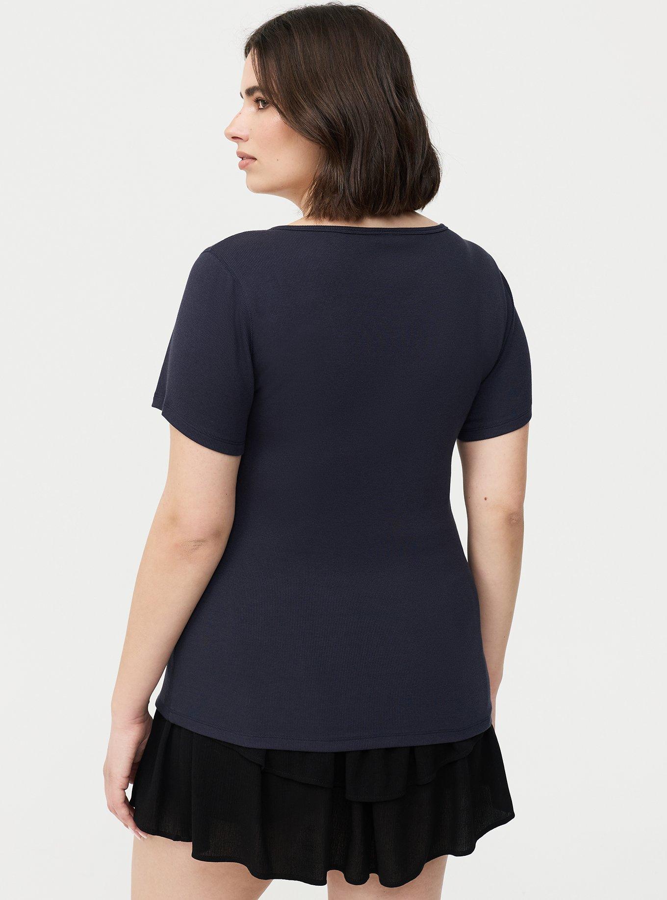 Cotton Modal Lace Henley Top, POLAR NIGHT, alternate