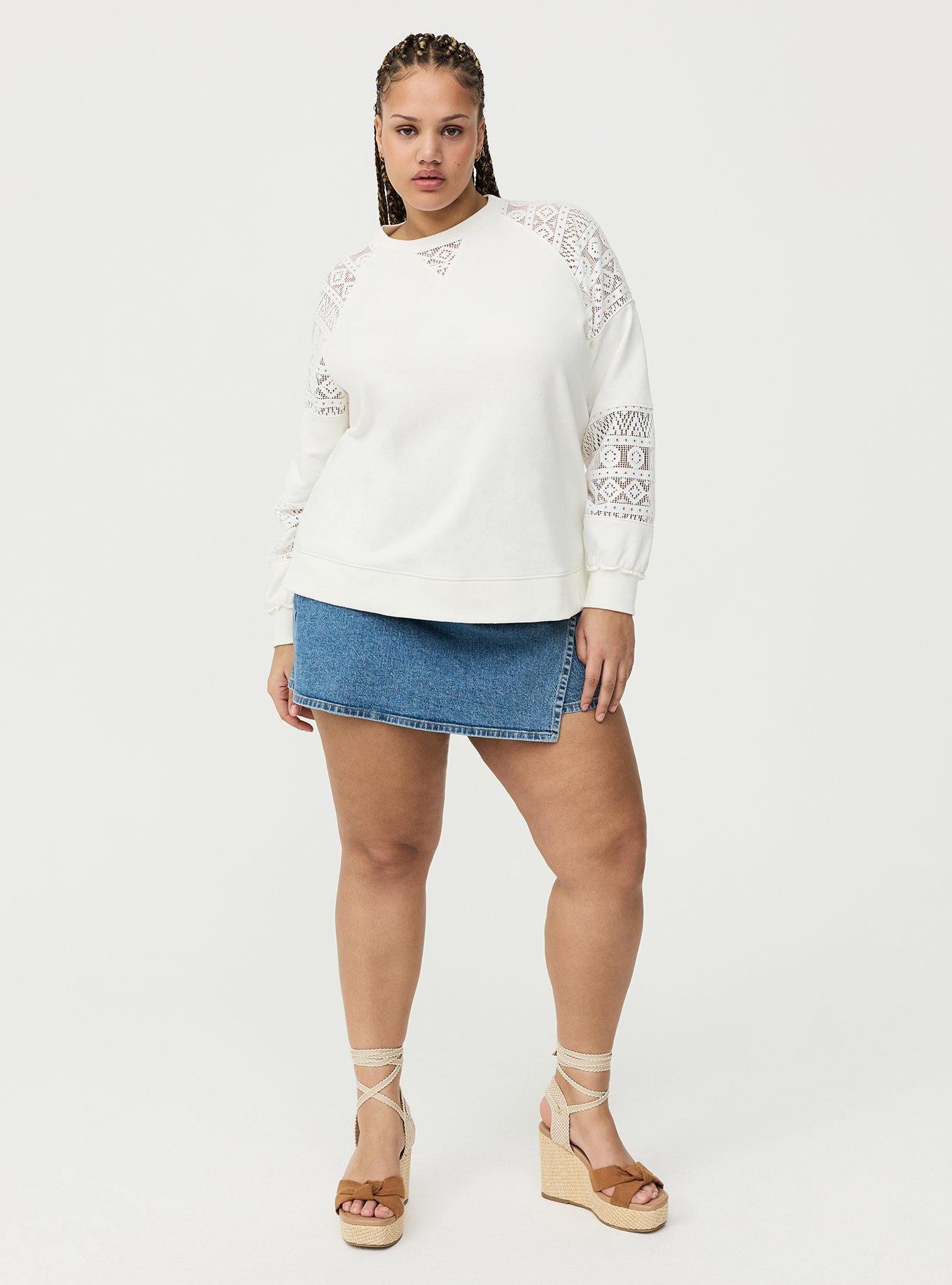 French Terry Crochet Sweatshirt, BLANC DE BLANC, alternate