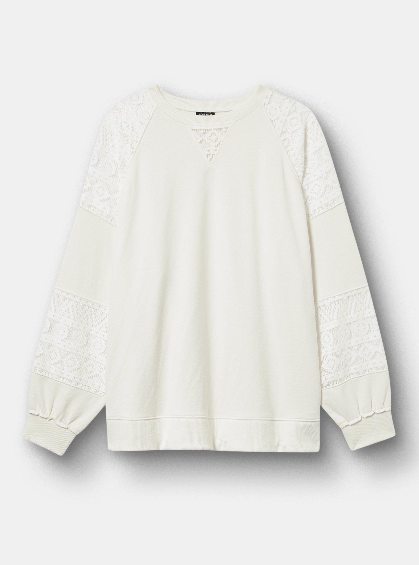 French Terry Crochet Sweatshirt, BLANC DE BLANC, hi-res
