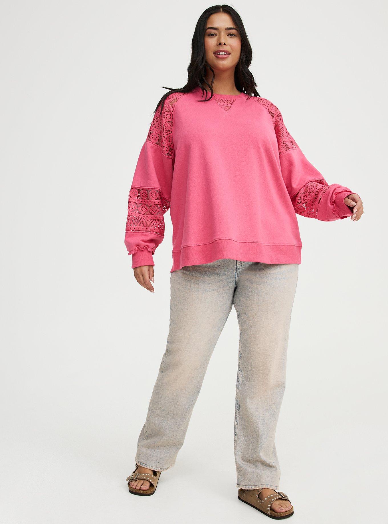 French Terry Crochet Sweatshirt, FRUIT DOVE, alternate