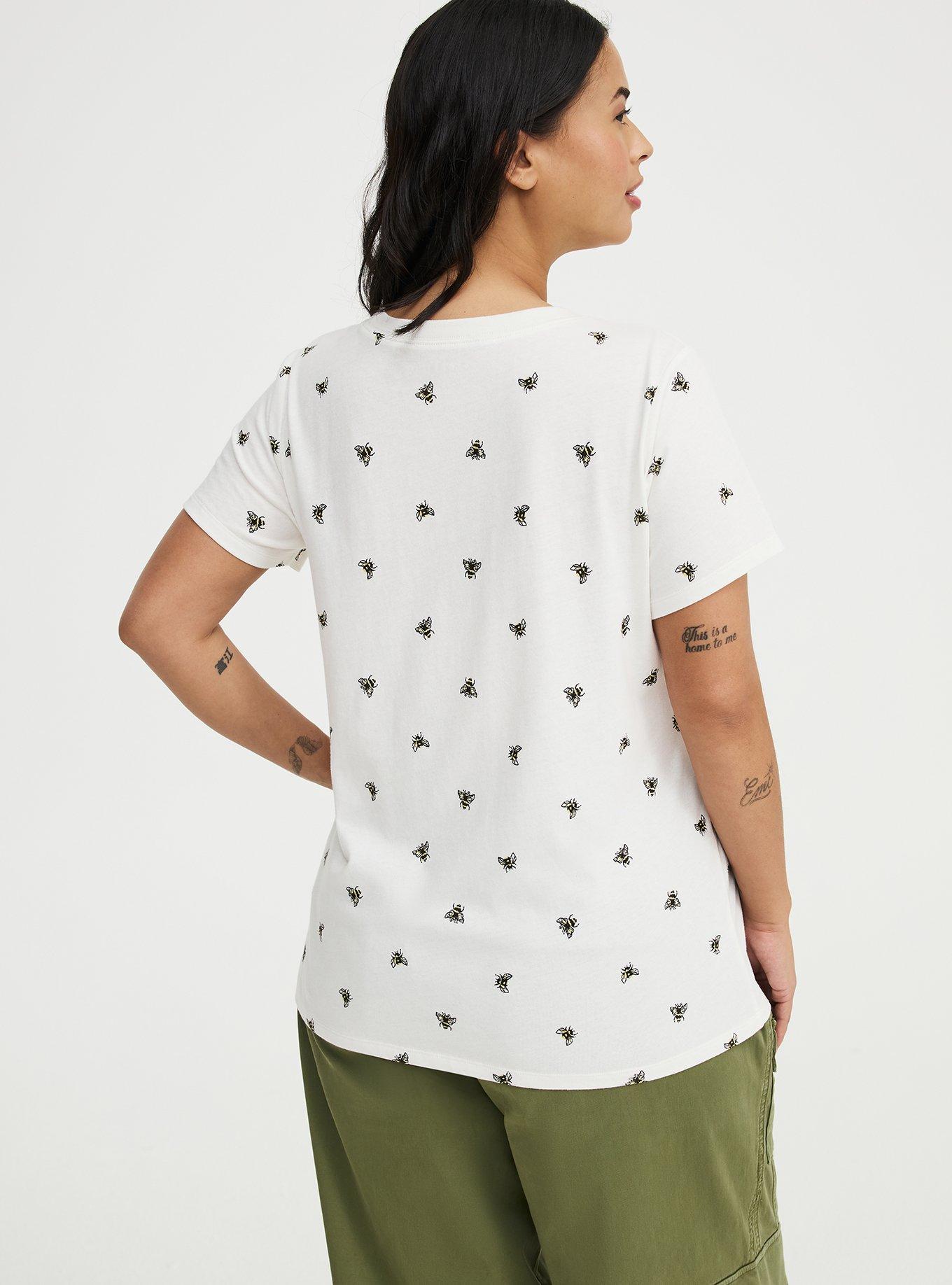 Printed Everyday Heritage Jersey Crew Tee, BUSY BEES WHITE, alternate