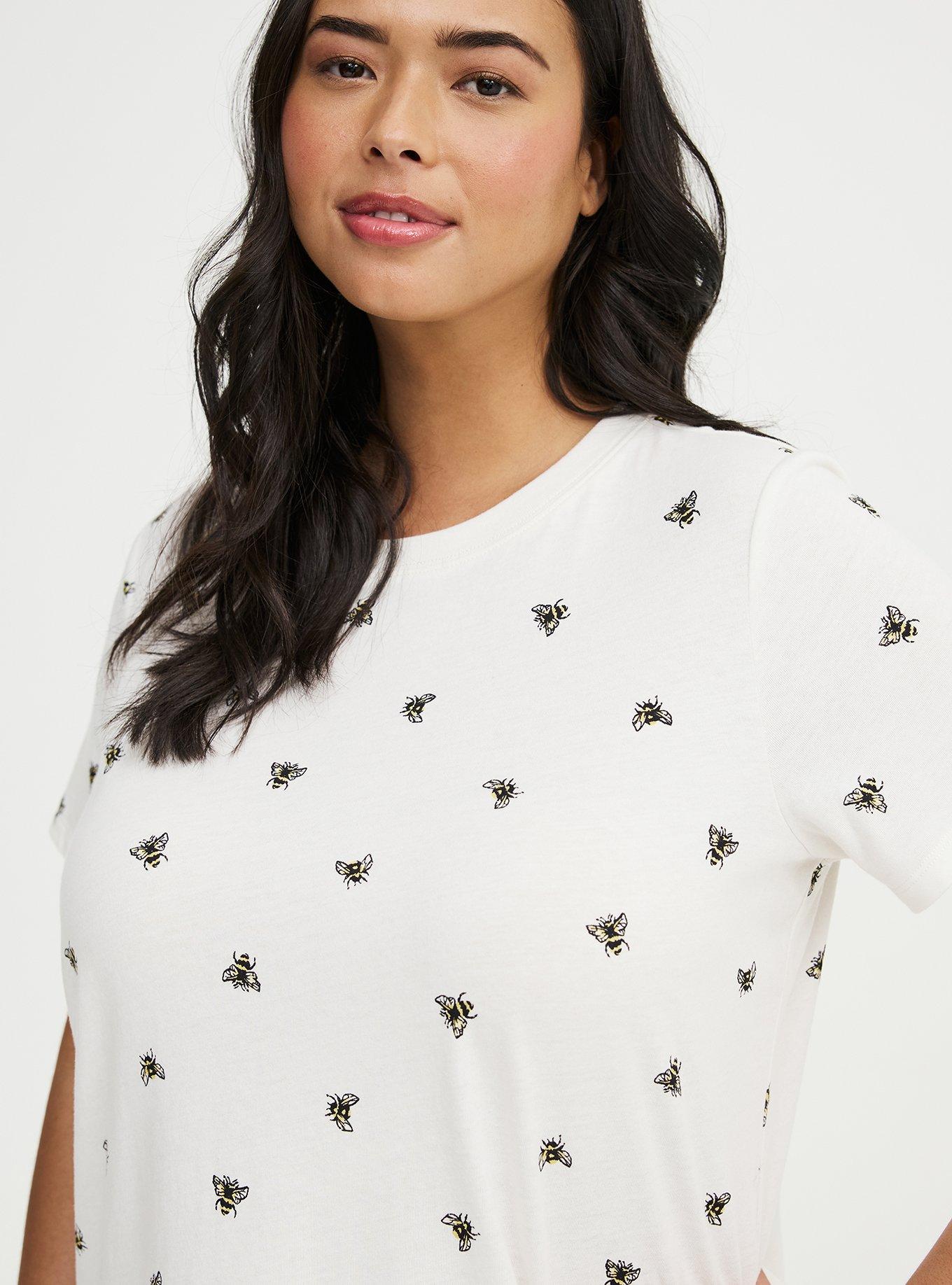 Printed Everyday Heritage Jersey Crew Tee, BUSY BEES WHITE, alternate