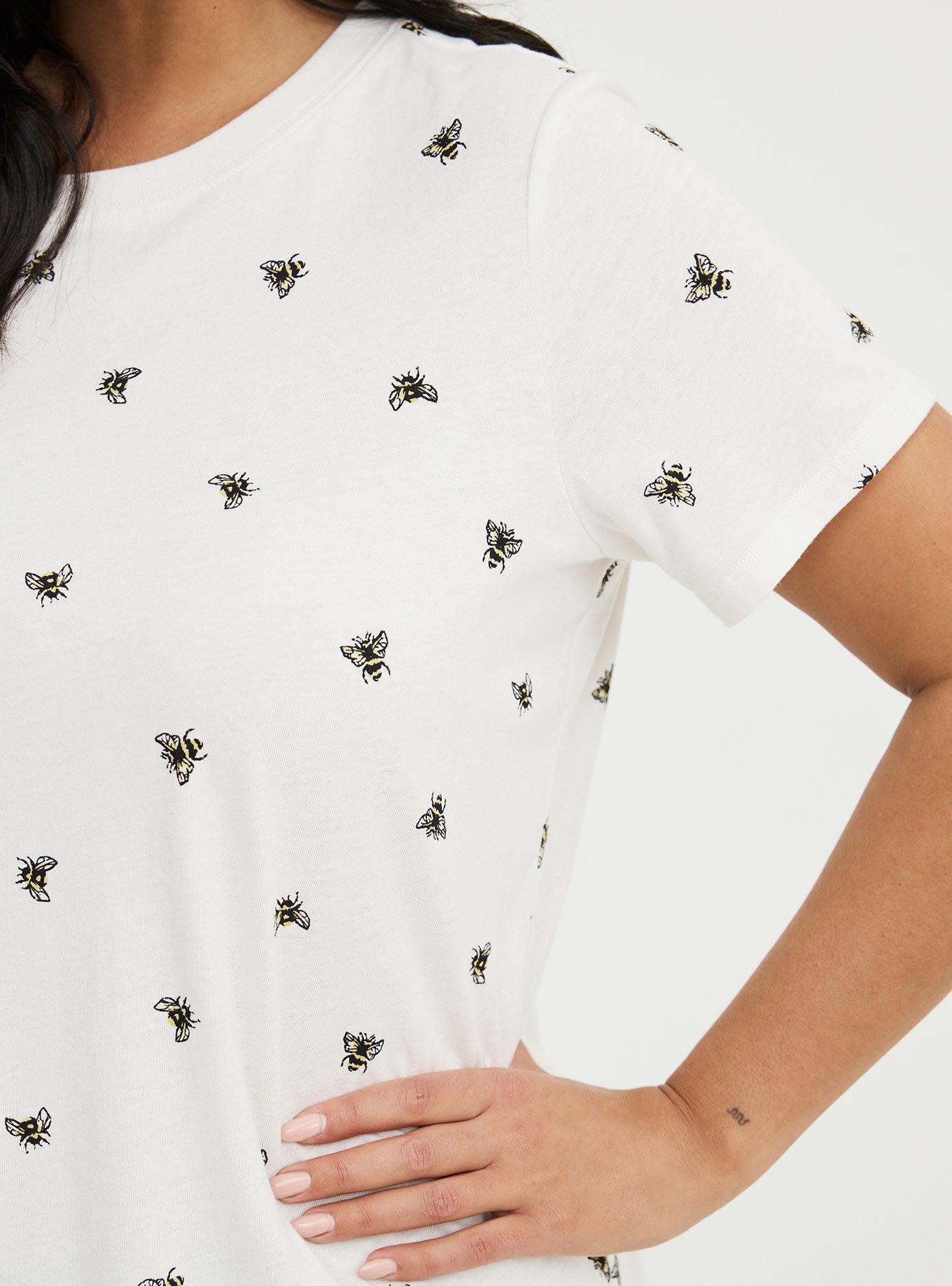 Printed Everyday Heritage Jersey Crew Tee, BUSY BEES WHITE, alternate