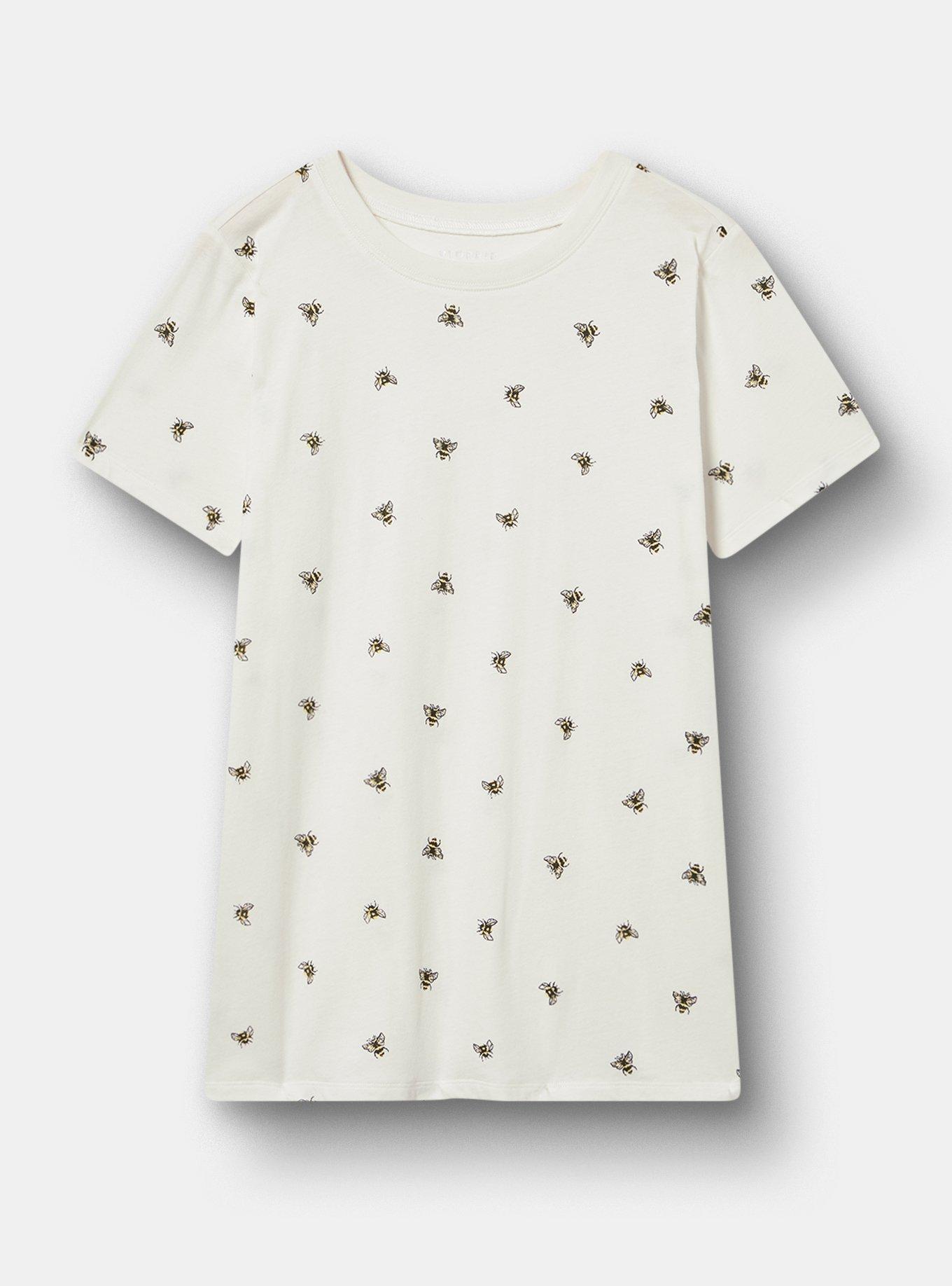 Printed Everyday Heritage Jersey Crew Tee, BUSY BEES WHITE, hi-res