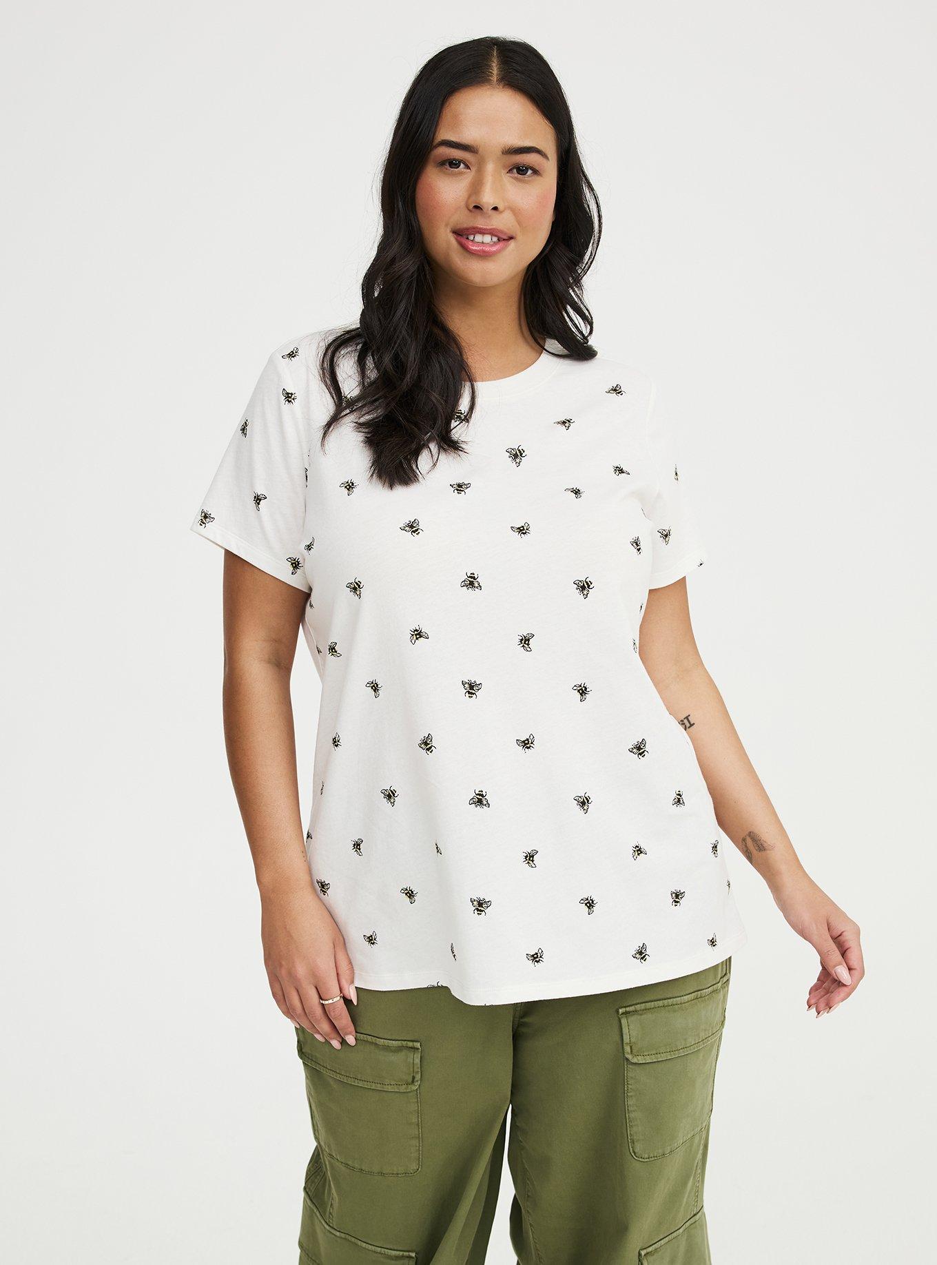 Printed Everyday Heritage Jersey Crew Tee, BUSY BEES WHITE, hi-res