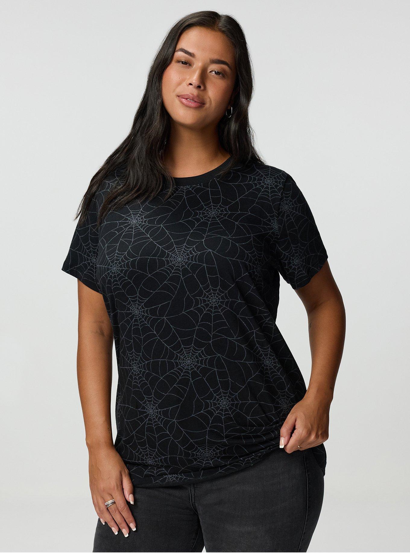 Printed Everyday Heritage Jersey Crew Neck Tee, SPIDER WEBS DEEP BLACK, alternate