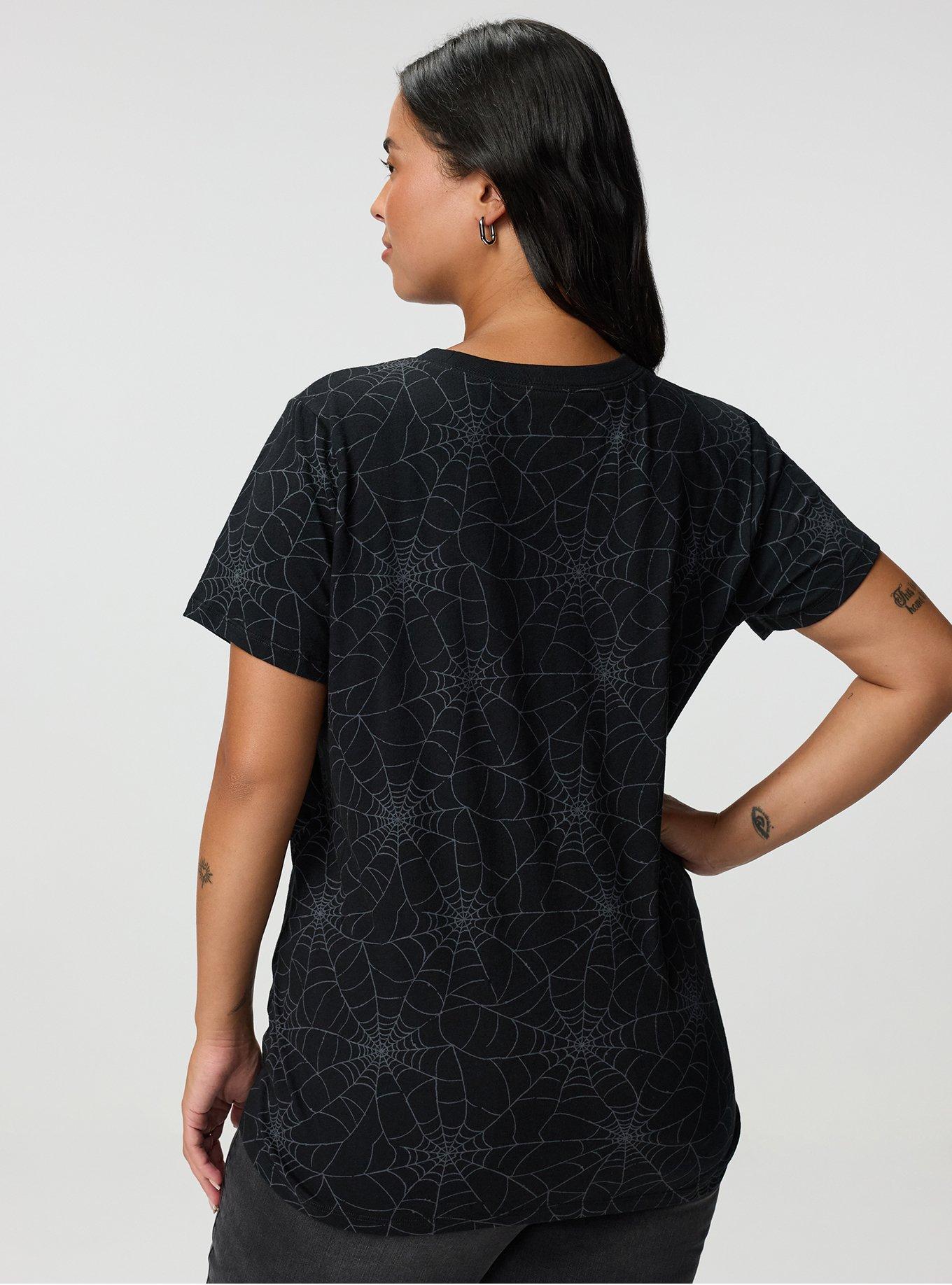 Printed Everyday Heritage Jersey Crew Neck Tee, SPIDER WEBS DEEP BLACK, alternate
