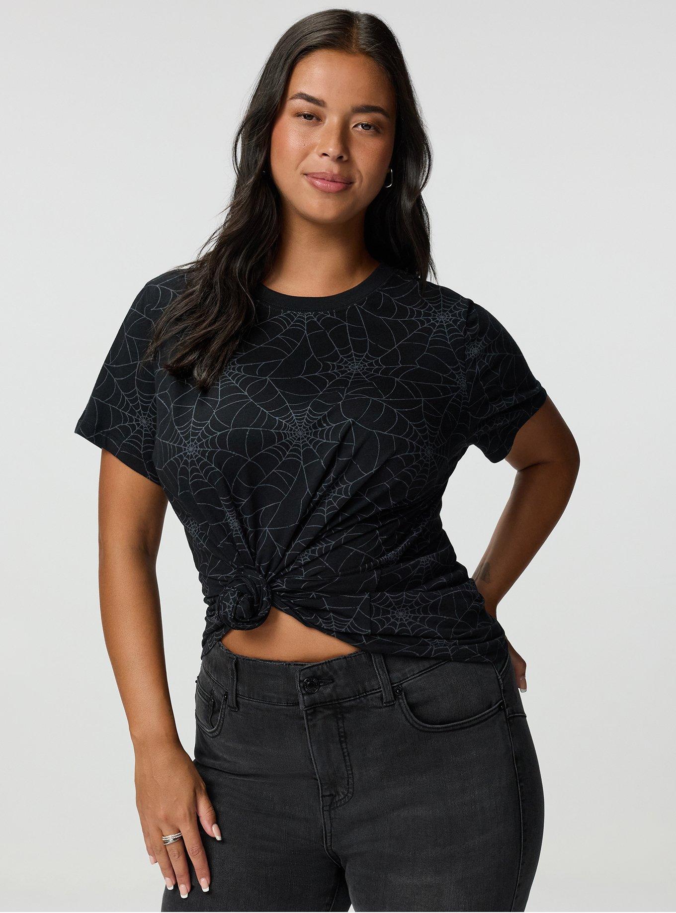 Printed Everyday Heritage Jersey Crew Neck Tee, SPIDER WEBS DEEP BLACK, alternate