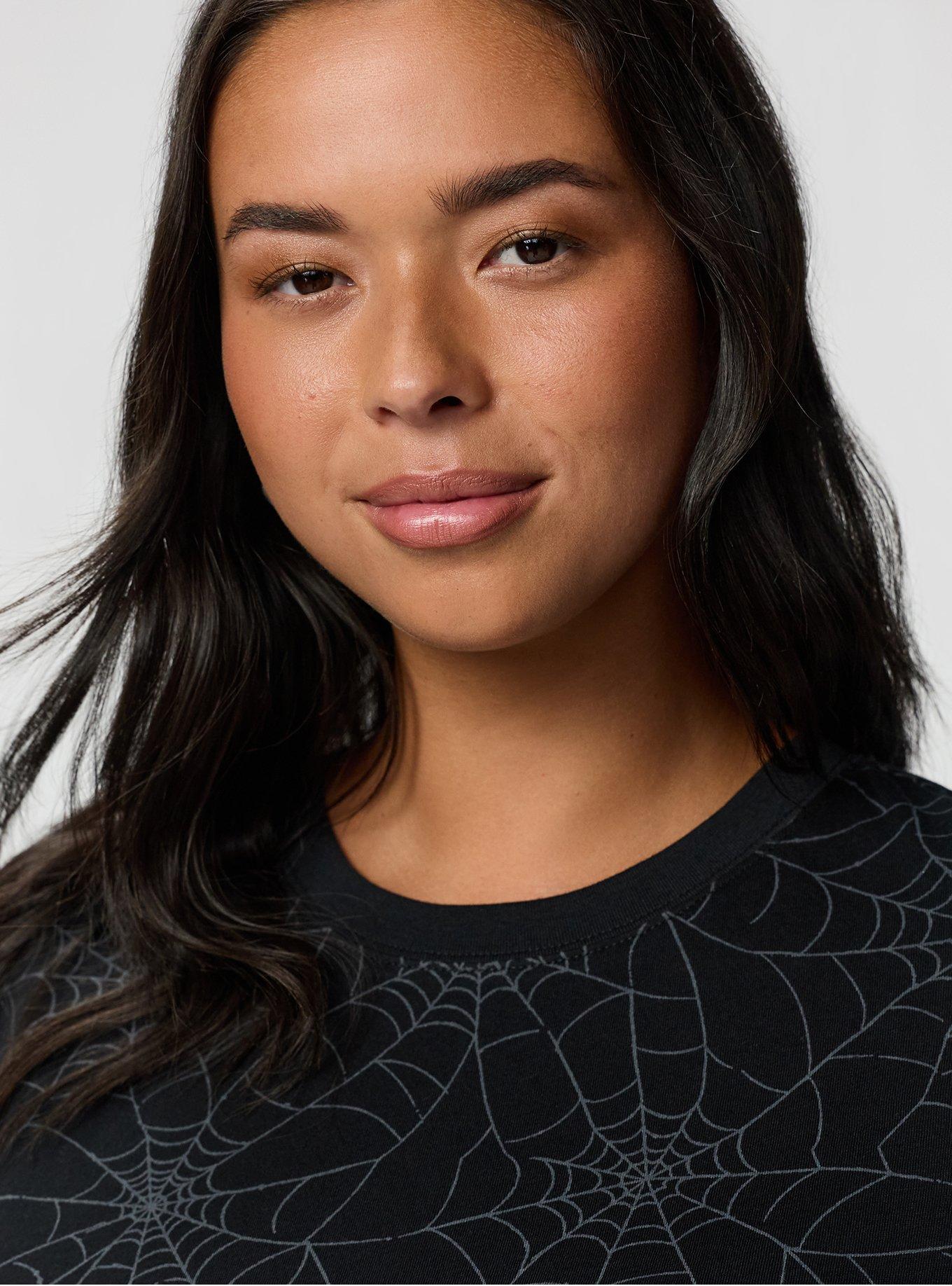 Printed Everyday Heritage Jersey Crew Neck Tee, SPIDER WEBS DEEP BLACK, alternate