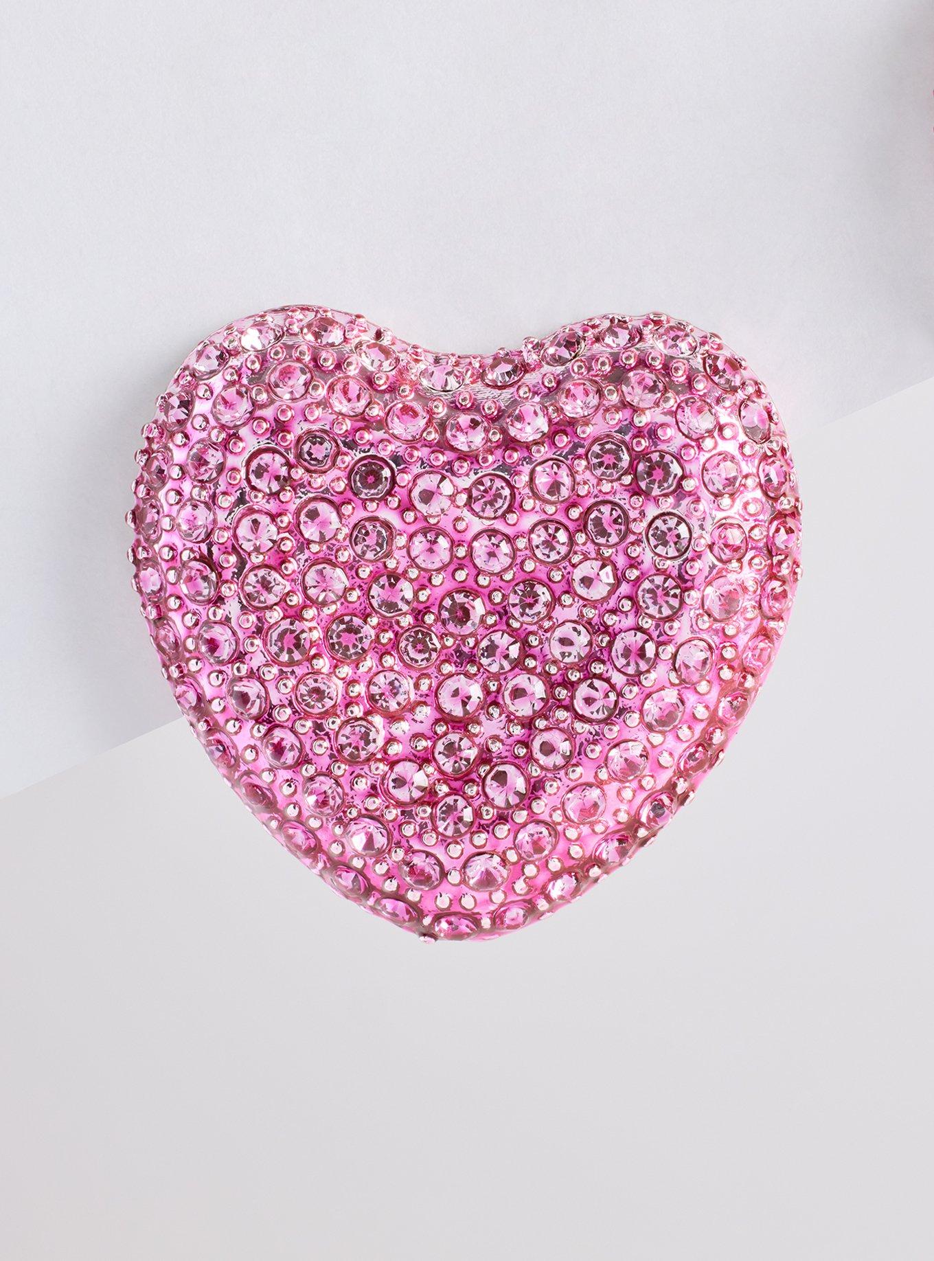 Pave Heart Statement Earring, PINK, alternate