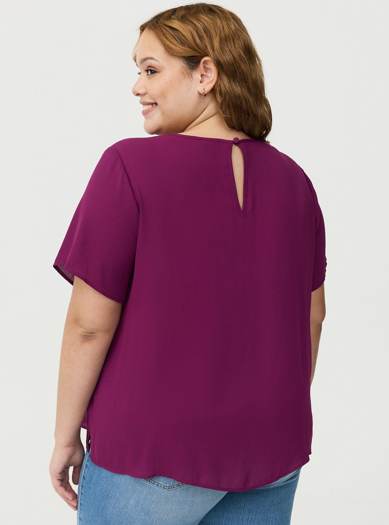 Abbey Georgette Top, PLUM CASPIA, alternate