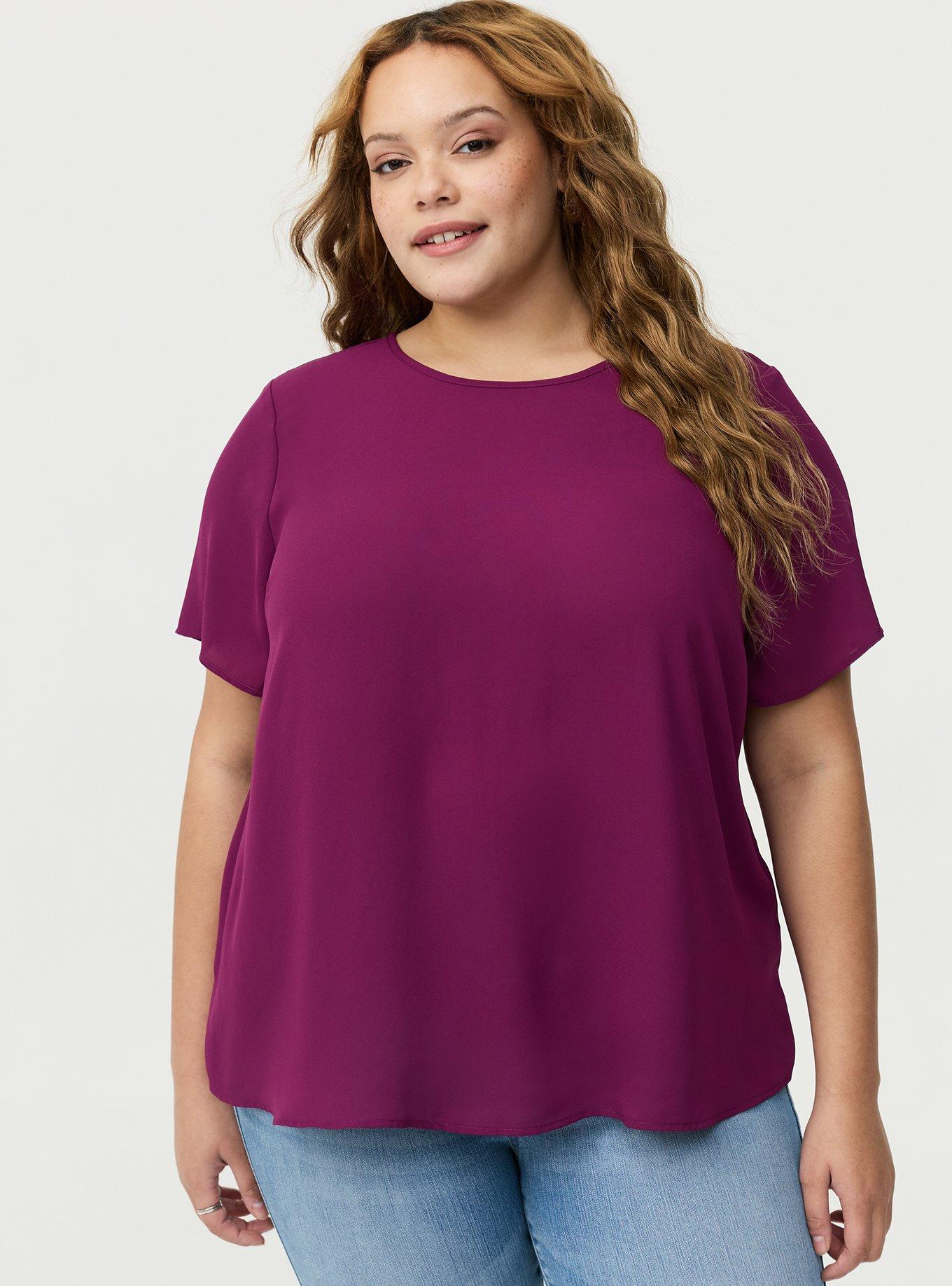 Plus Size Abbey Georgette Top, PLUM CASPIA, hi-res