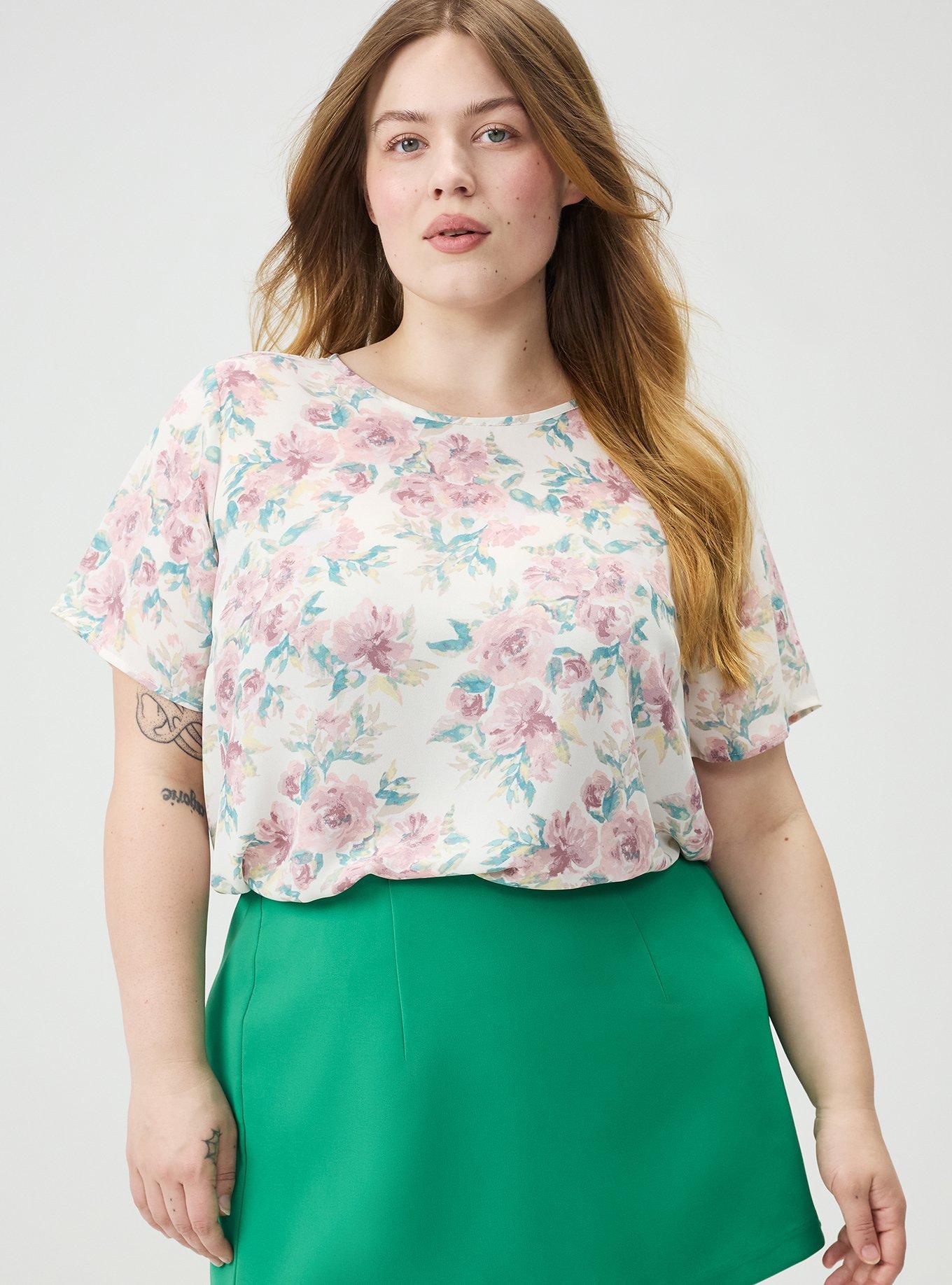 Abbey Georgette Top, ARYA FLORAL WHISPER WHITE, alternate