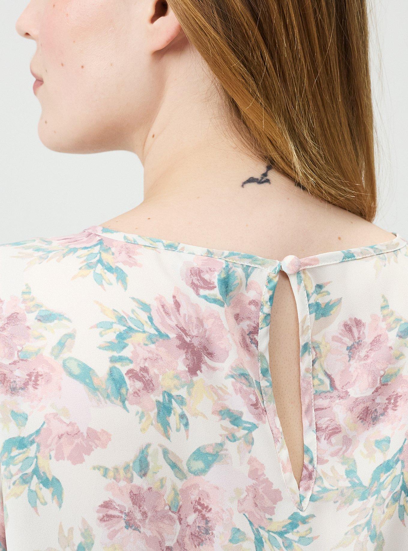 Abbey Georgette Top, ARYA FLORAL WHISPER WHITE, alternate