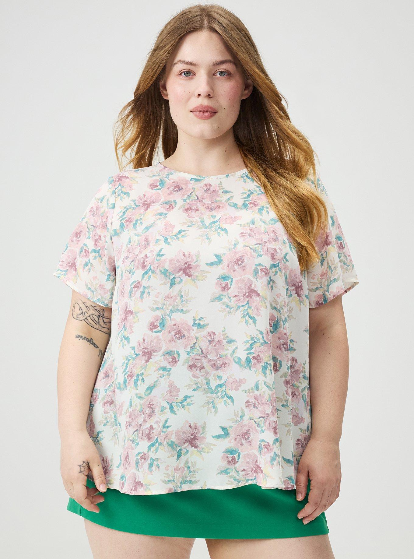 Abbey Georgette Top, ARYA FLORAL WHISPER WHITE, hi-res