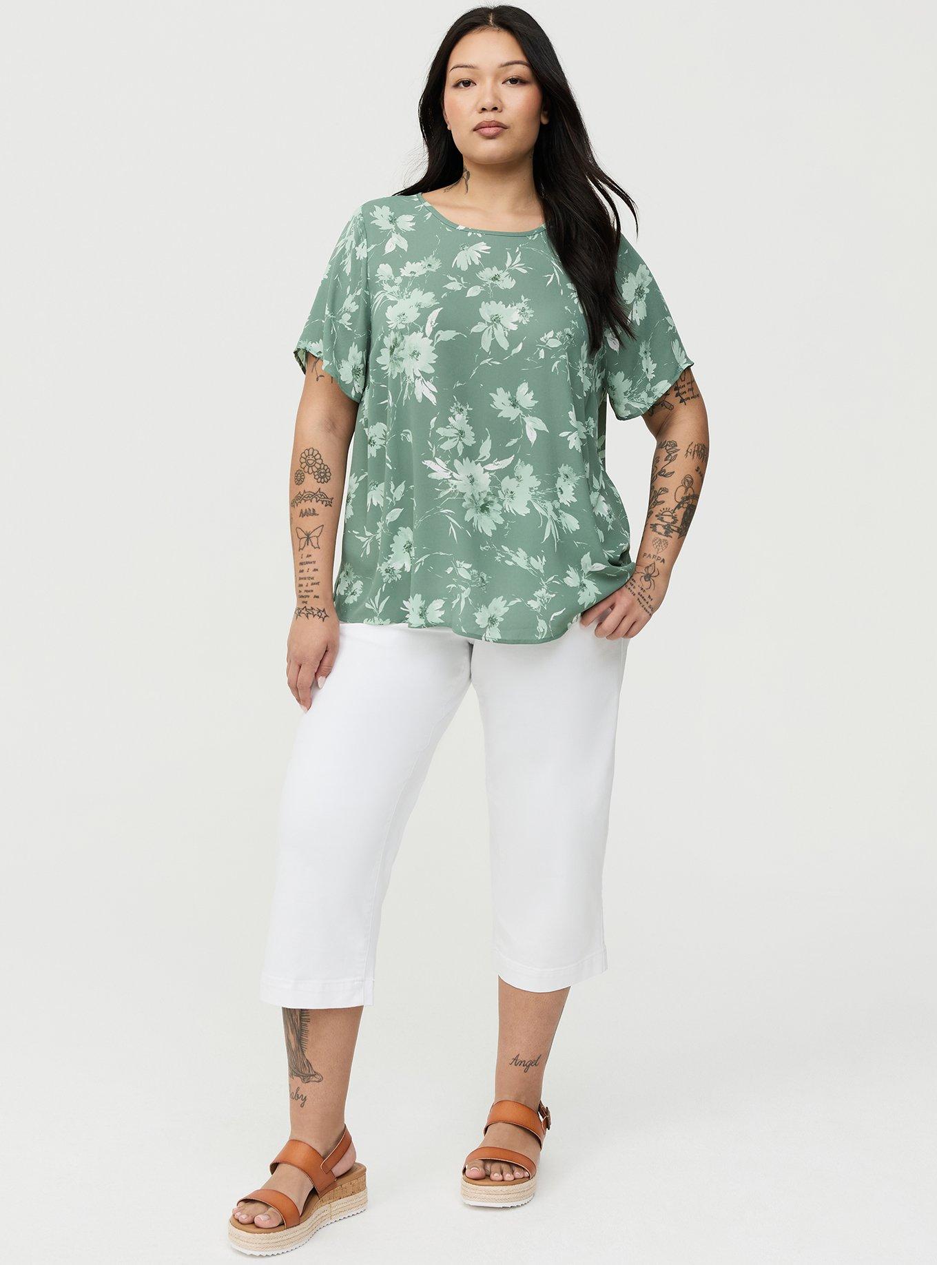 Abbey Georgette Top, REFRESHING SUNFLOWER FLORAL GREEN, alternate